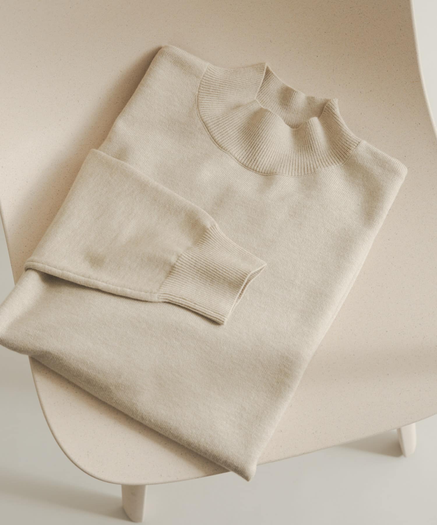 『一部WEB限定カラー』『洗濯可/毛玉防止』ストレッチモックネックニット BEIGE M