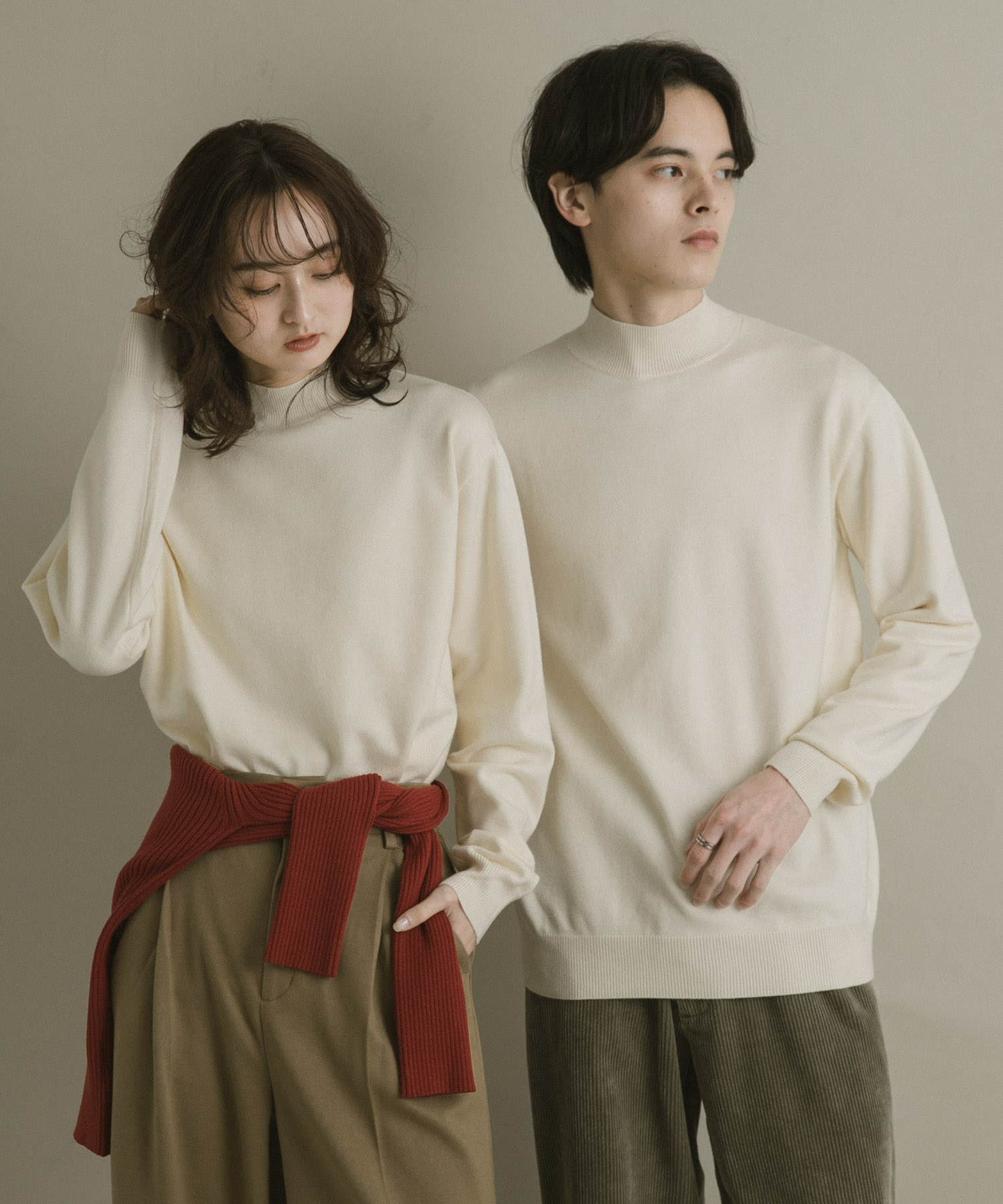 『一部WEB限定カラー』『洗濯可/毛玉防止』ストレッチモックネックニット