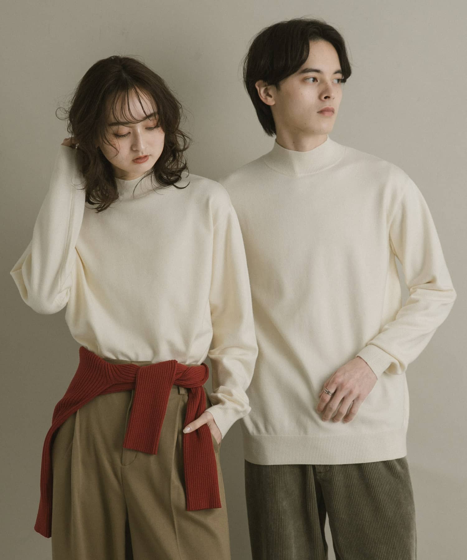 『一部WEB限定カラー』『洗濯可/毛玉防止』ストレッチモックネックニット