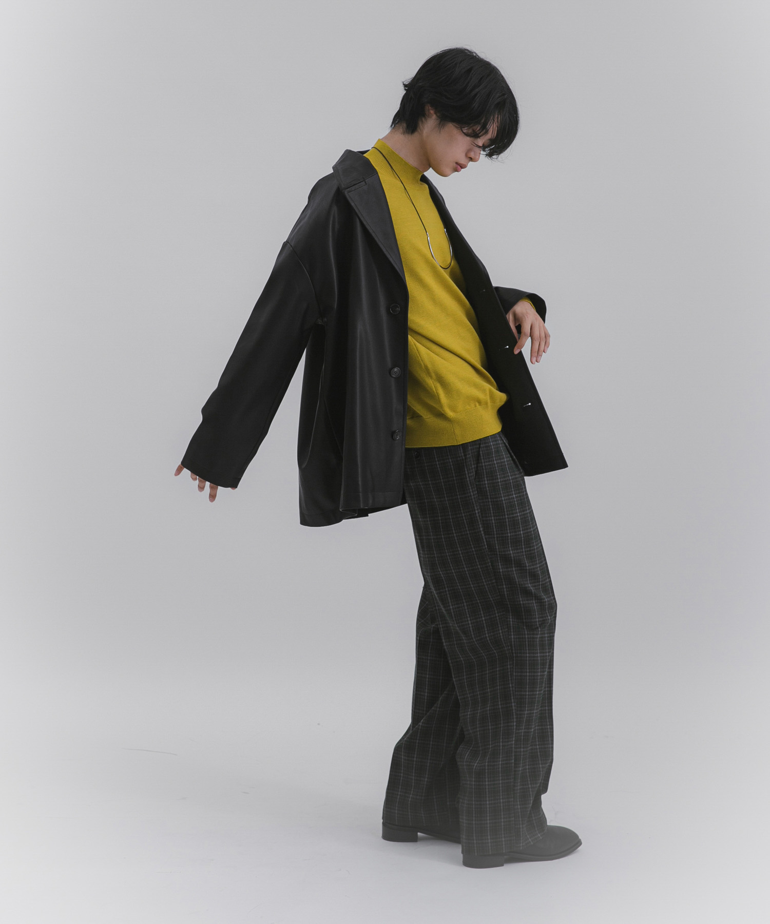 『一部WEB限定カラー』『洗濯可/毛玉防止』ストレッチモックネックニット MUSTARD L