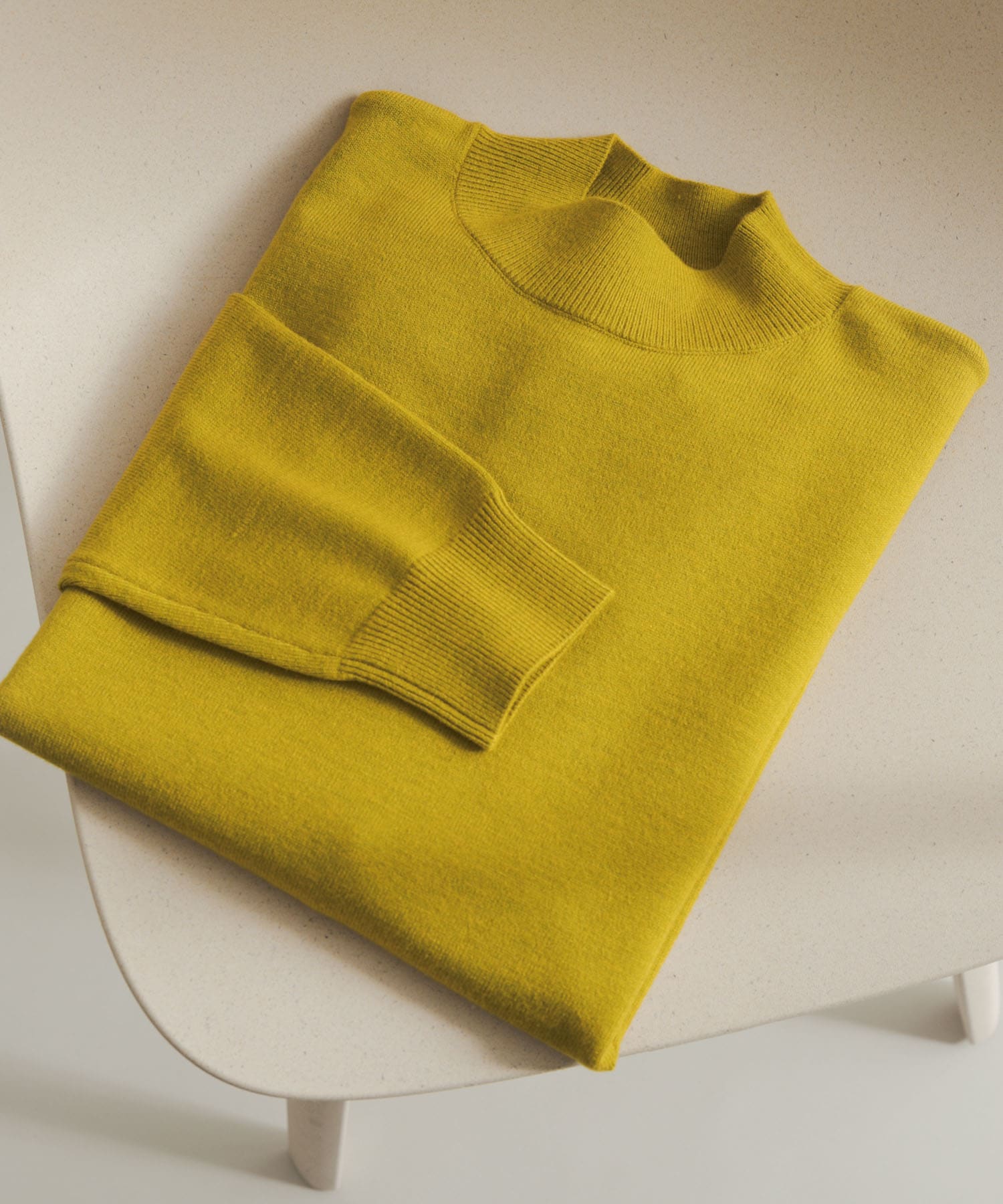 『一部WEB限定カラー』『洗濯可/毛玉防止』ストレッチモックネックニット MUSTARD L