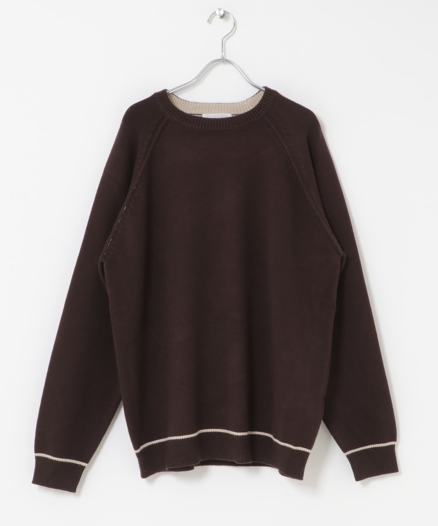 『一部WEB限定カラー』『洗濯可/毛玉防止』ストレッチハイショクラインニット BROWN M