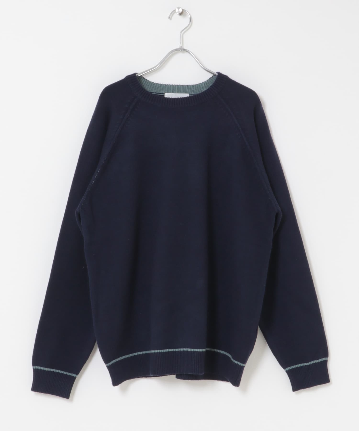 『一部WEB限定カラー』『洗濯可/毛玉防止』ストレッチハイショクラインニット NAVY M