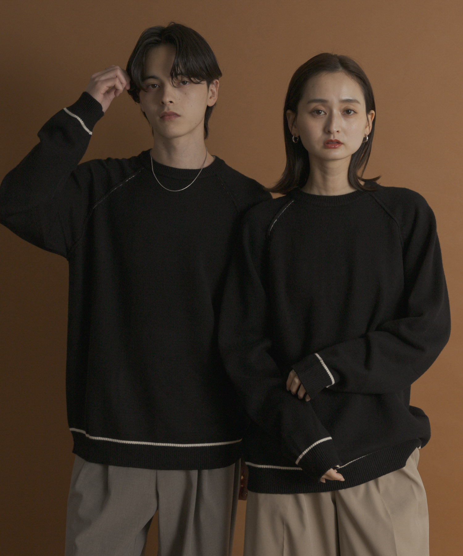 『一部WEB限定カラー』『洗濯可/毛玉防止』ストレッチハイショクラインニット