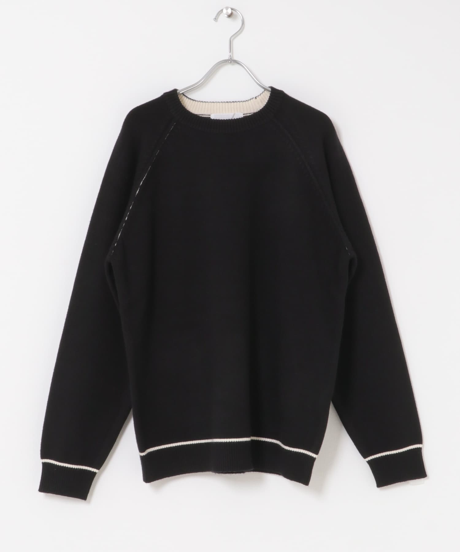 『一部WEB限定カラー』『洗濯可/毛玉防止』ストレッチハイショクラインニット BLACK M