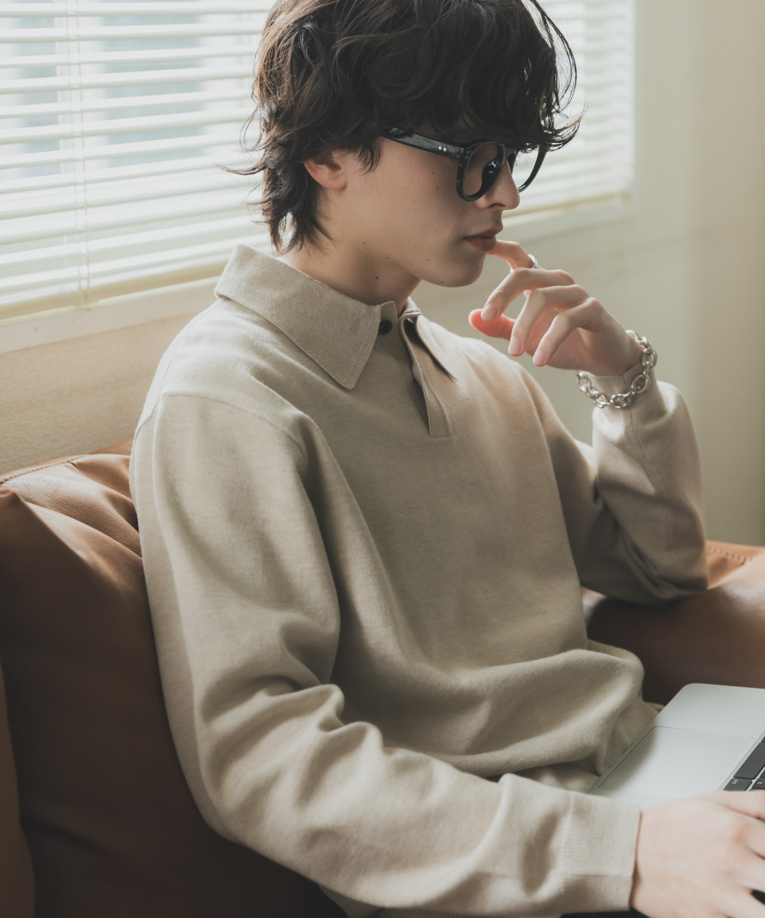 『一部WEB限定カラー』『洗濯可/毛玉防止』ストレッチニットポロシャツ