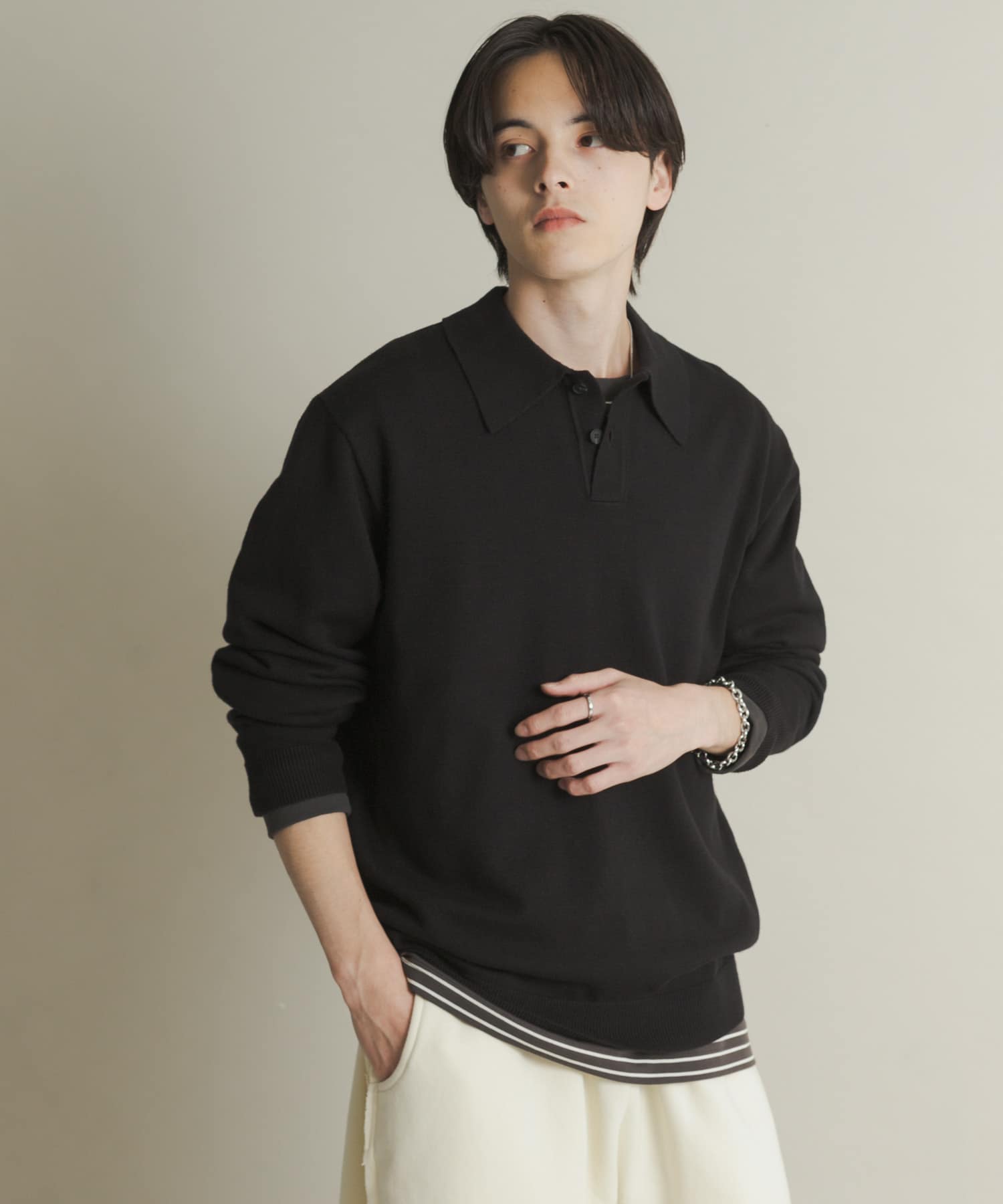 一部WEB限定カラー』『洗濯可/毛玉防止』ストレッチニットポロシャツ(M