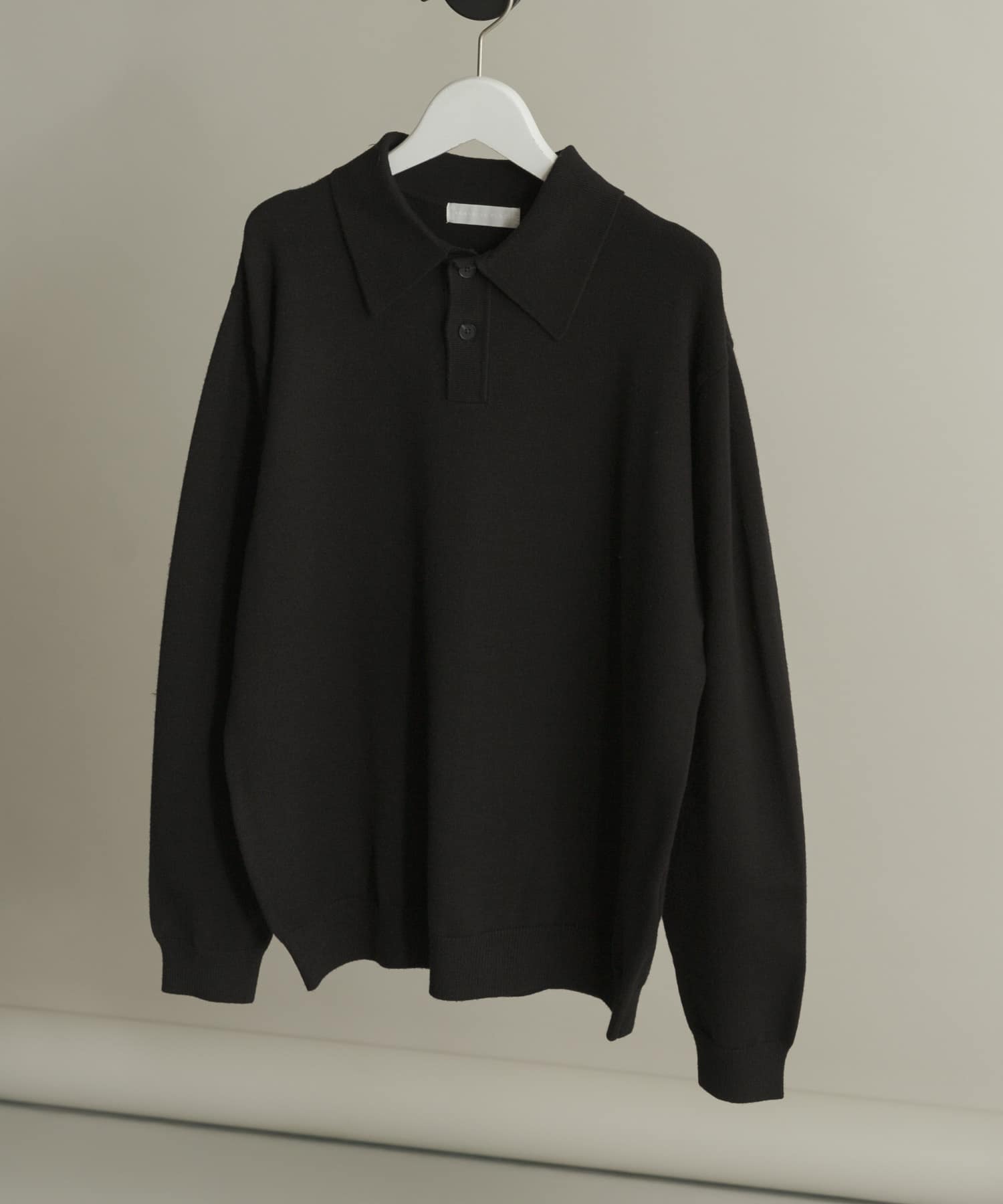 『一部WEB限定カラー』『洗濯可/毛玉防止』ストレッチニットポロシャツ BLACK L