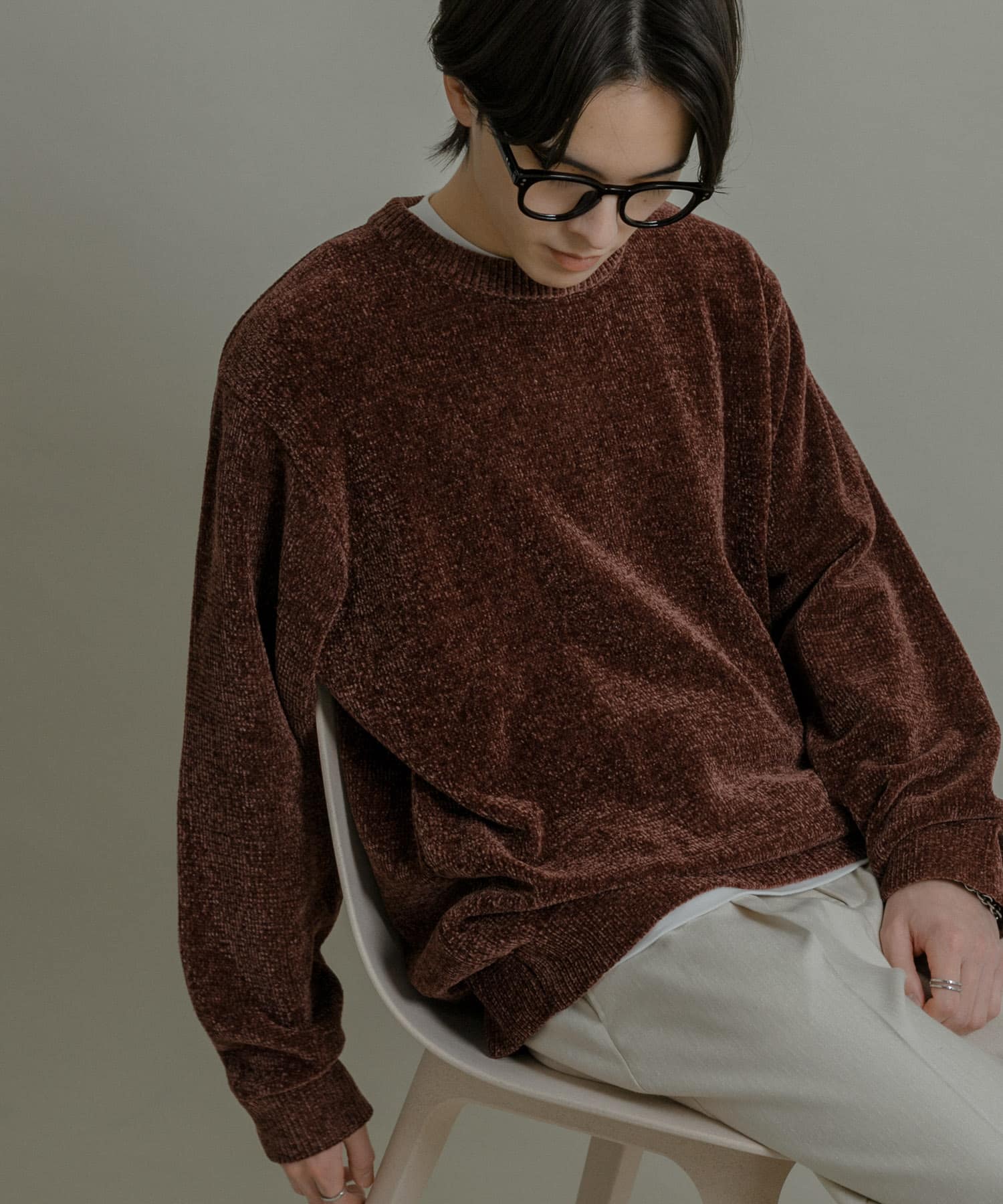 『洗濯可』モールニットプルオーバー