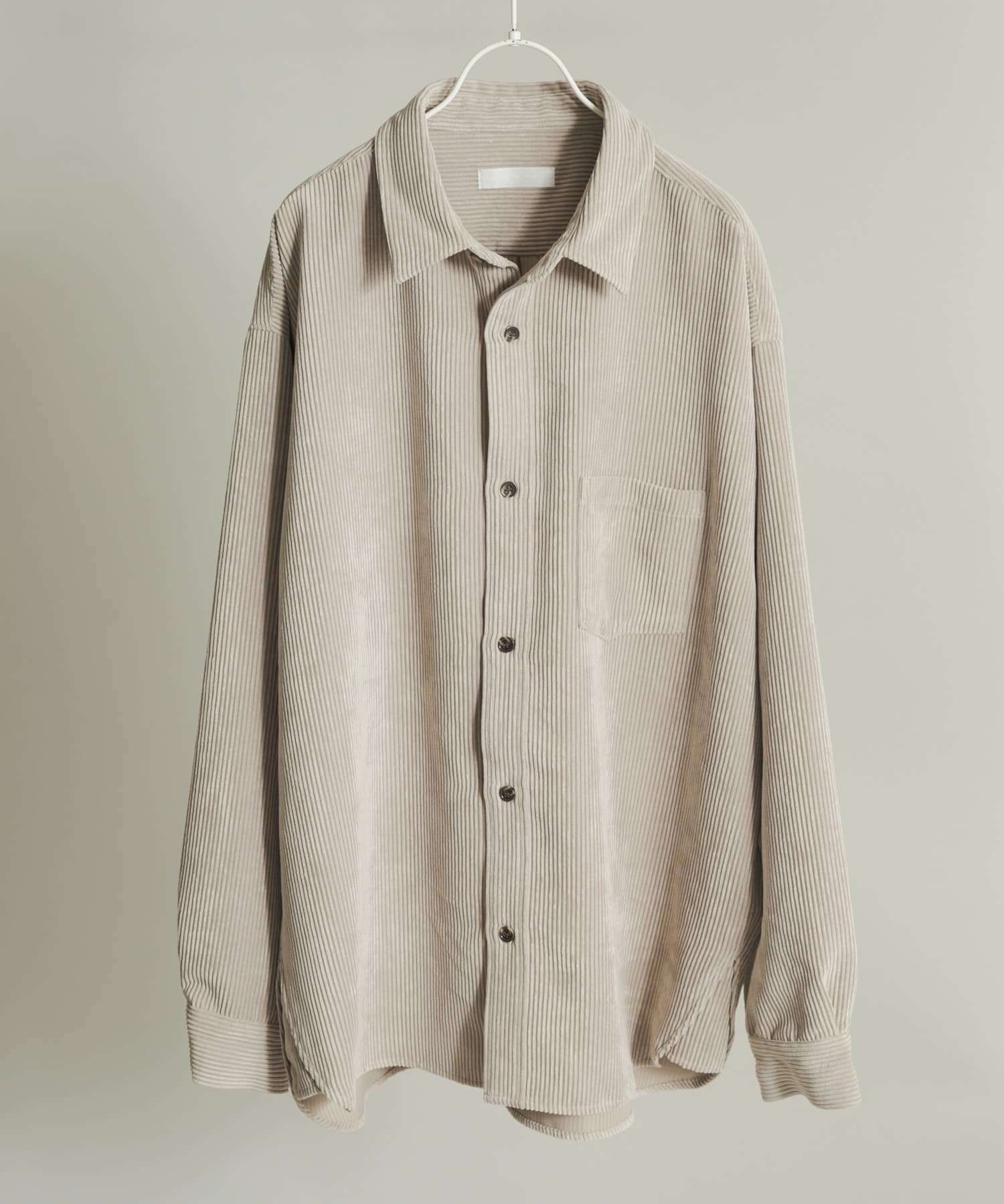 『ユニセックス』ウォッシュドコーデュロイロングスリーブシャツ GREIGE L