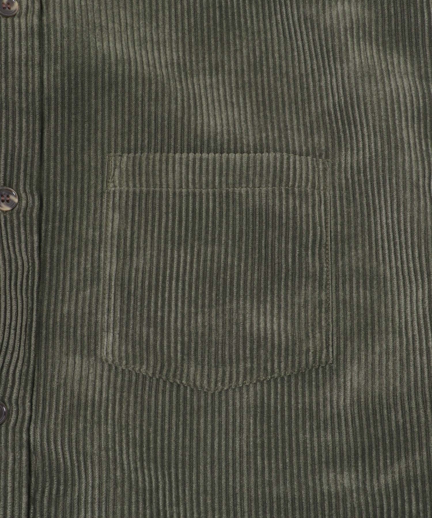 ウォッシュドコーデュロイロングスリーブシャツ GREEN M