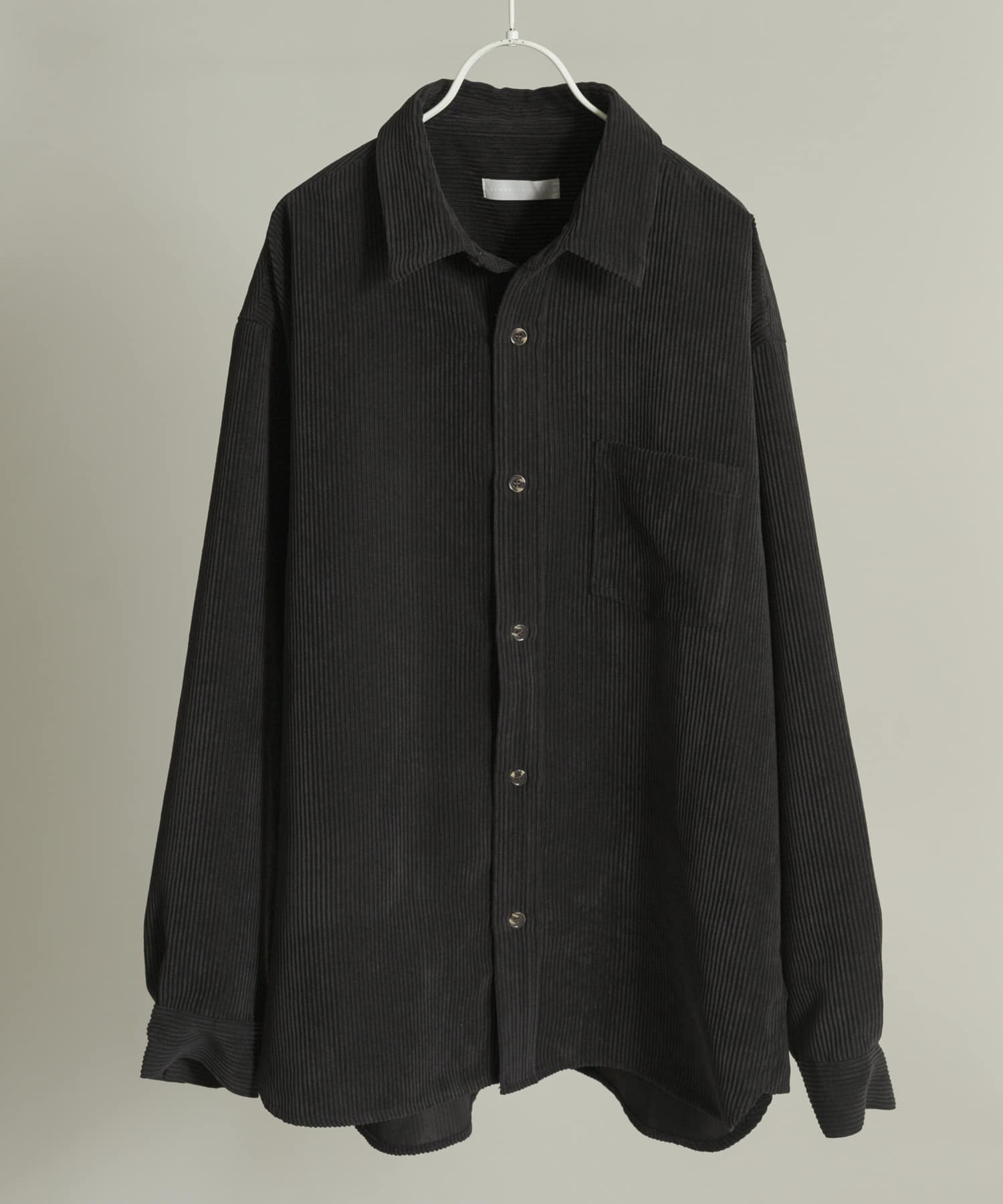 『ユニセックス』ウォッシュドコーデュロイロングスリーブシャツ BLACK L