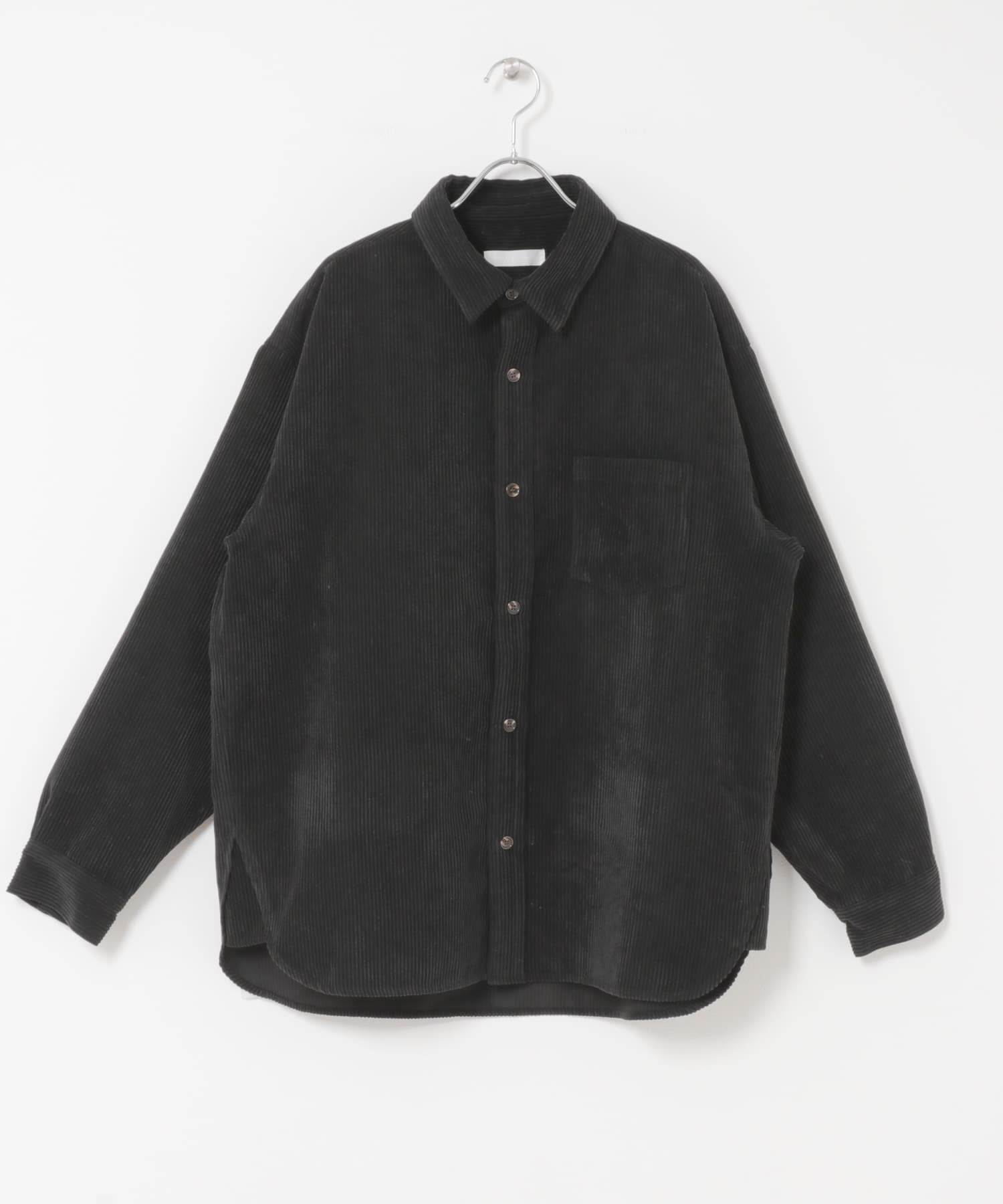 ウォッシュドコーデュロイロングスリーブシャツ BLACK M