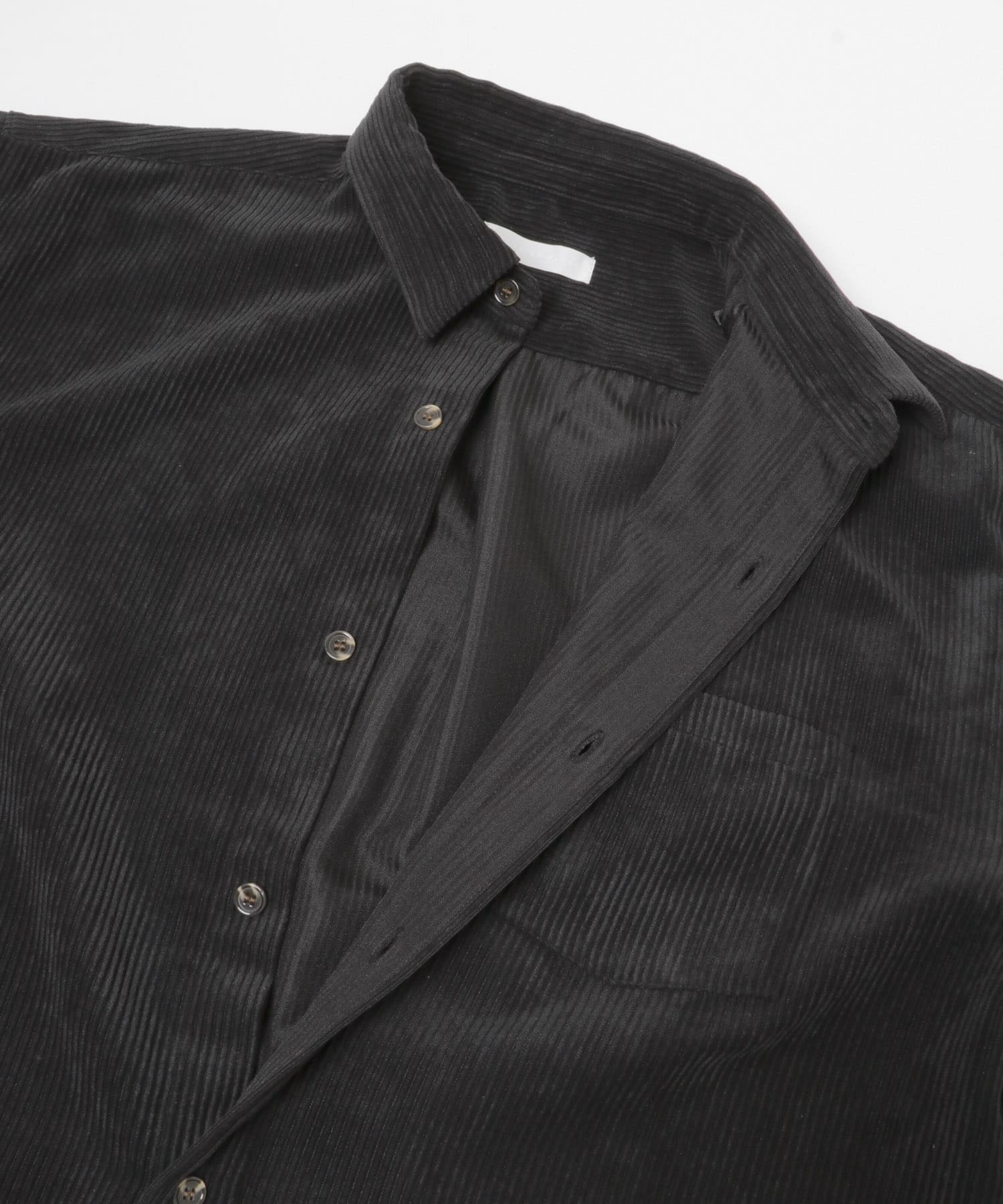 ウォッシュドコーデュロイロングスリーブシャツ BLACK M