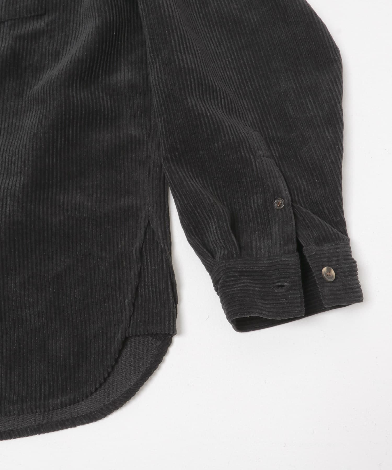 ウォッシュドコーデュロイロングスリーブシャツ BLACK M