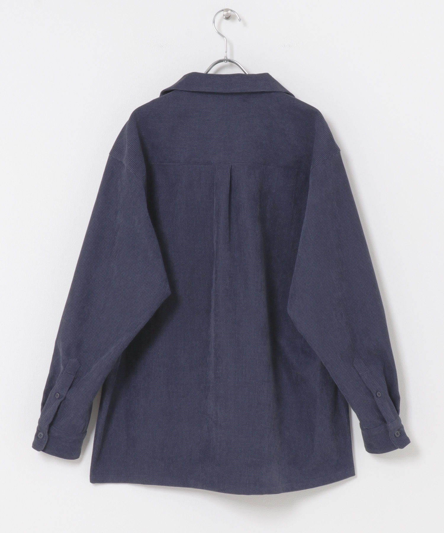 ブロックコーデュロイオープンカラーシャツ NAVY M