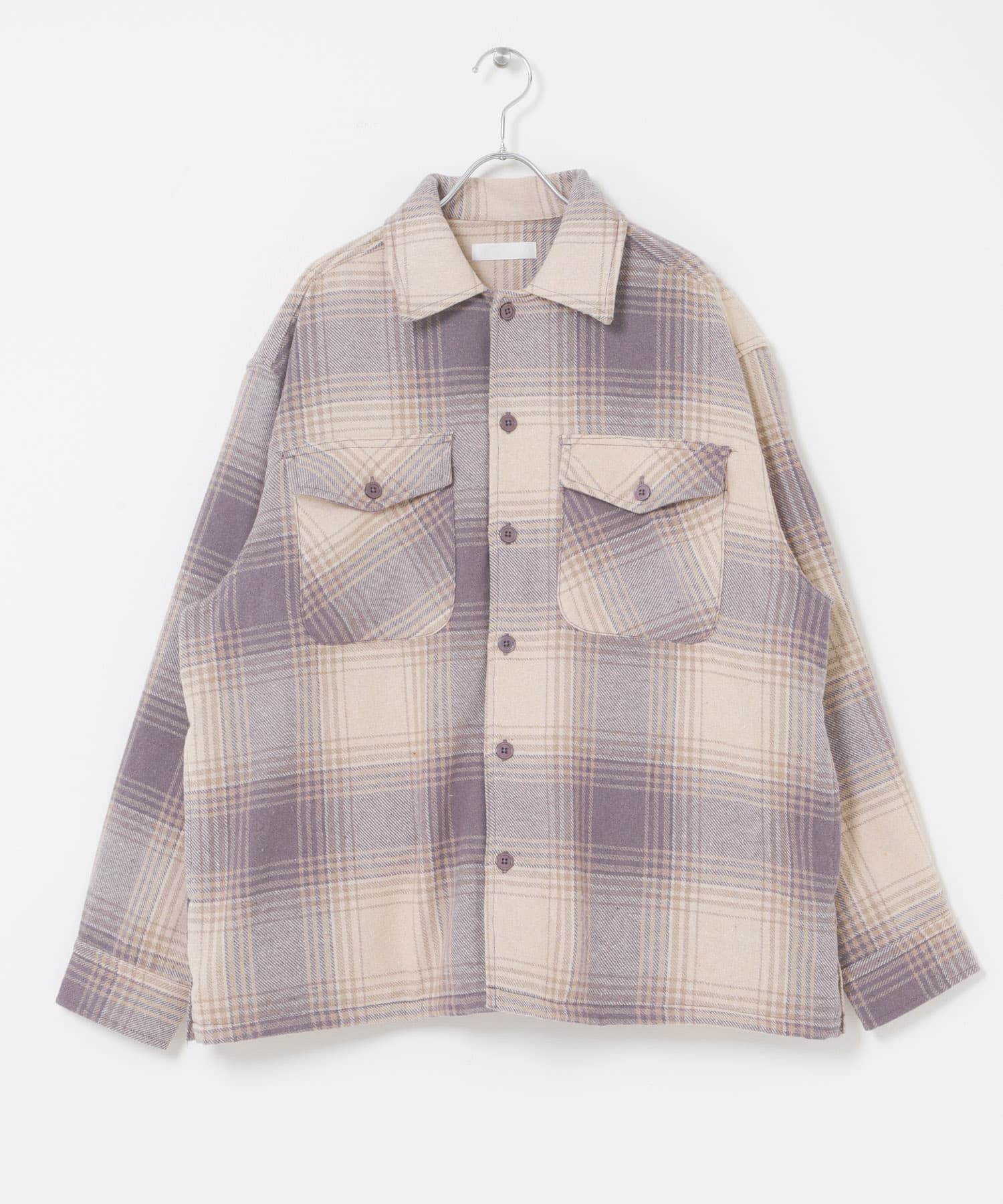 ブラッシュドヘビーネルチェックシャツ PURPLE M