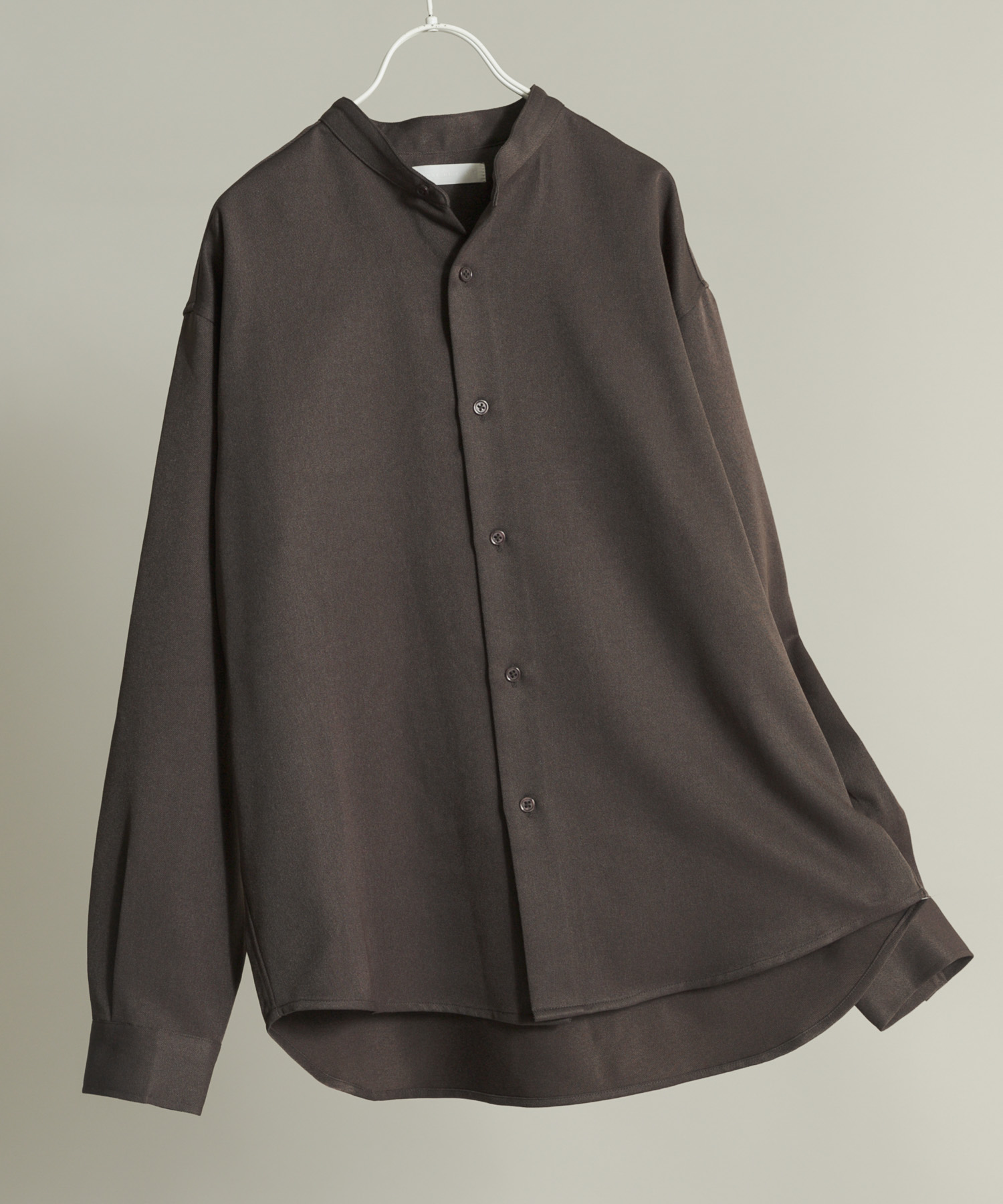 ウールライクバンドカラールーズシャツ