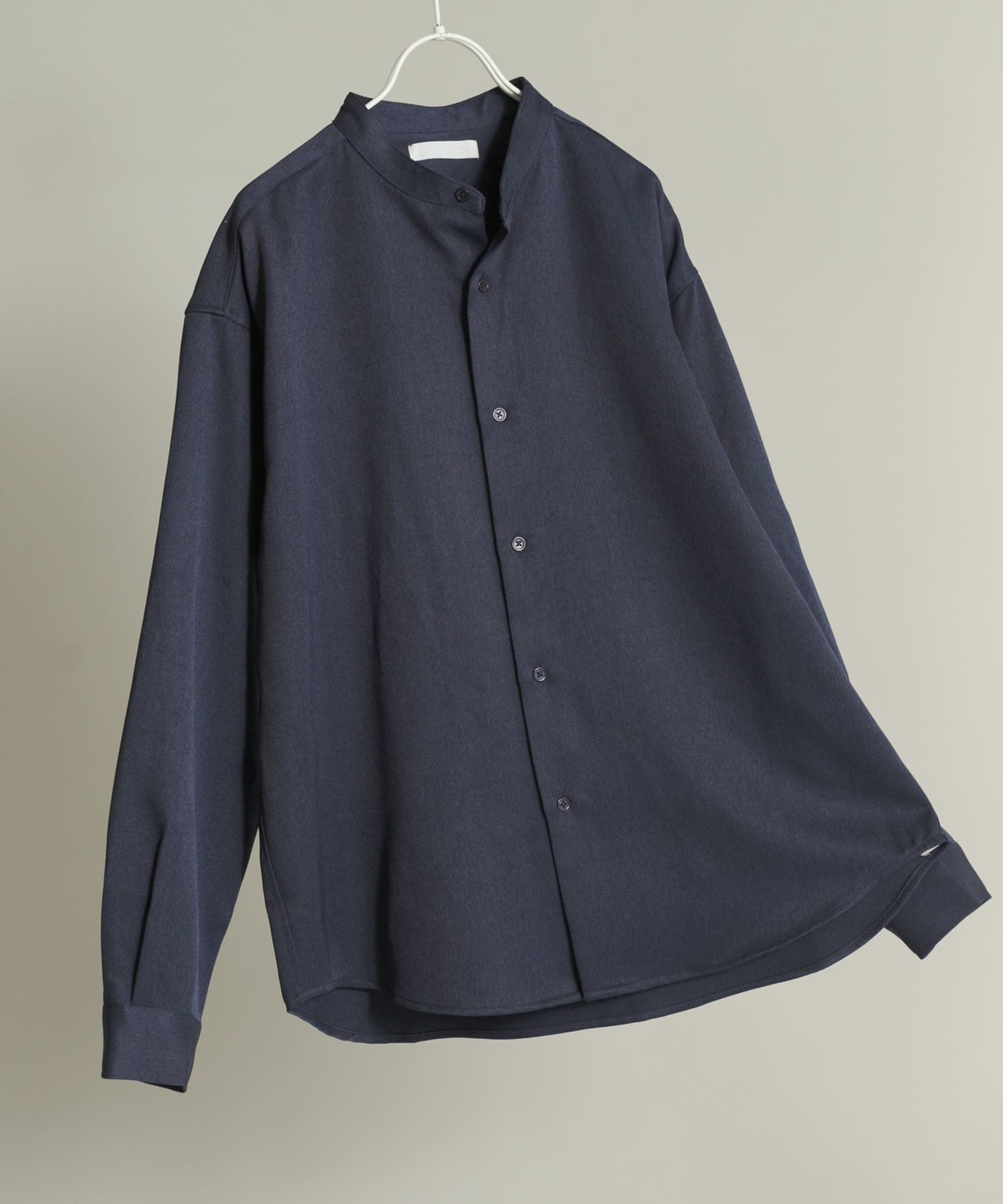 ウールライクバンドカラールーズシャツ