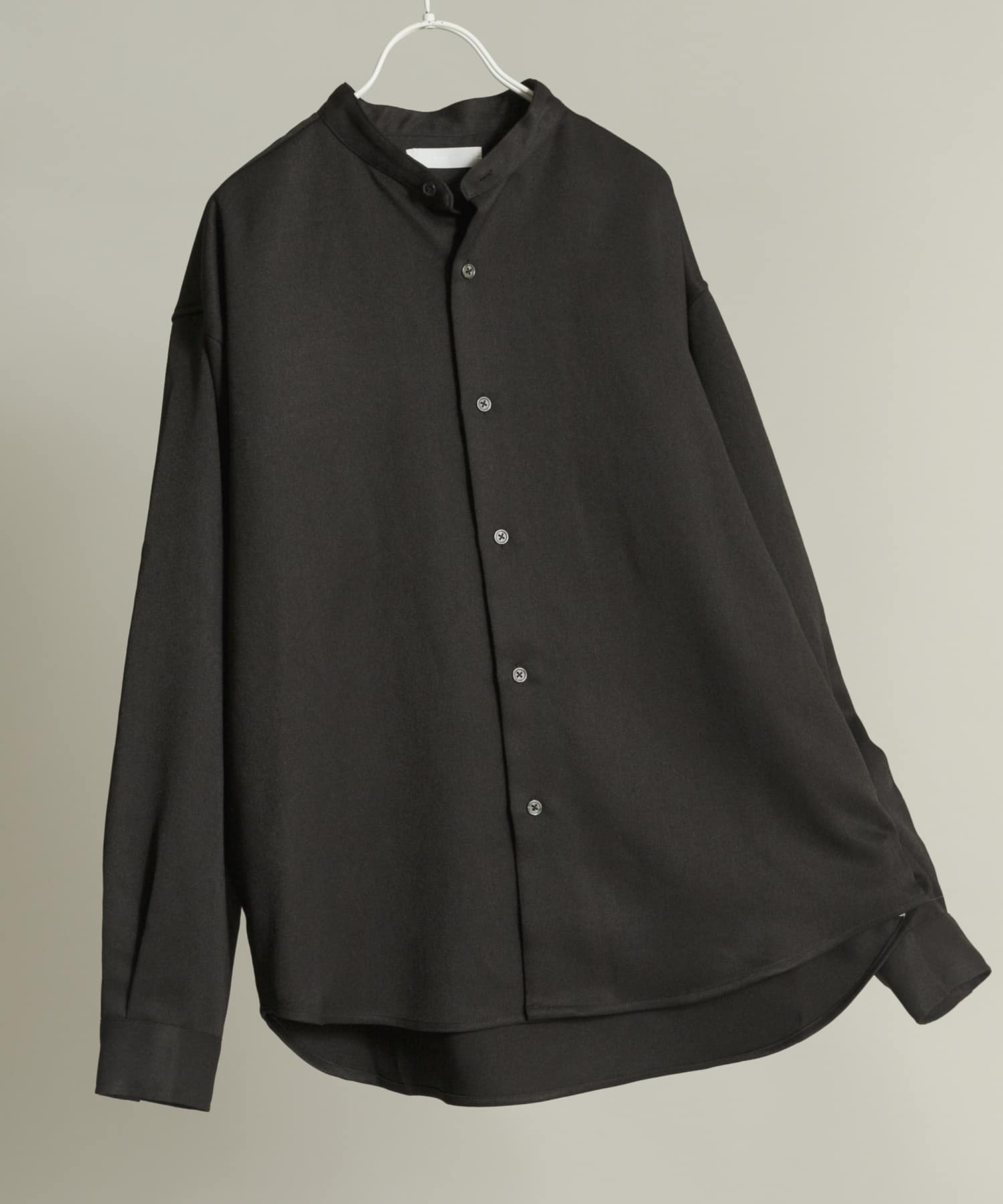ウールライクバンドカラールーズシャツ BLACK M