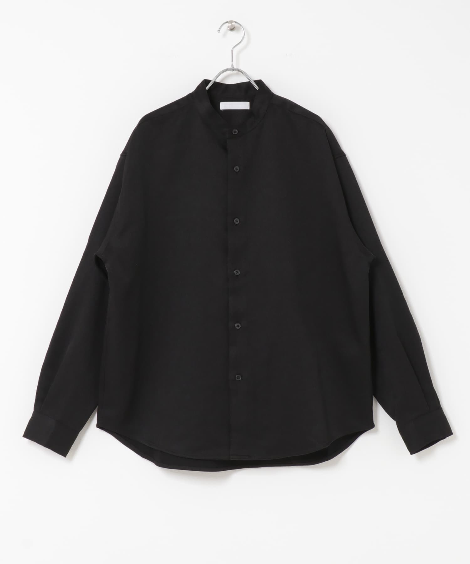 ウールライクバンドカラールーズシャツ BLACK M