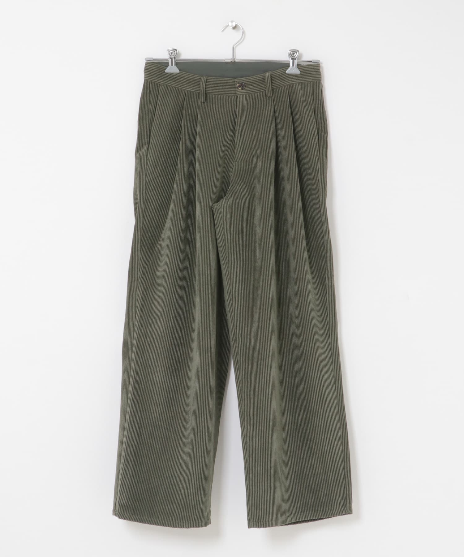 ウォッシュドコーデュロイワイドパンツ GREEN M