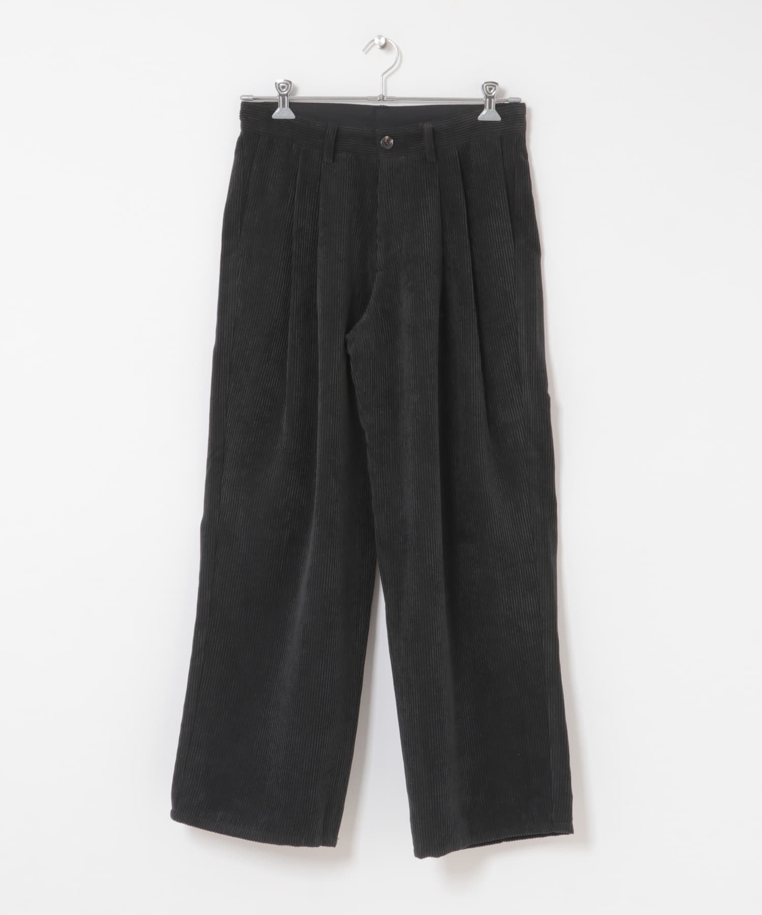 ウォッシュドコーデュロイワイドパンツ BLACK M