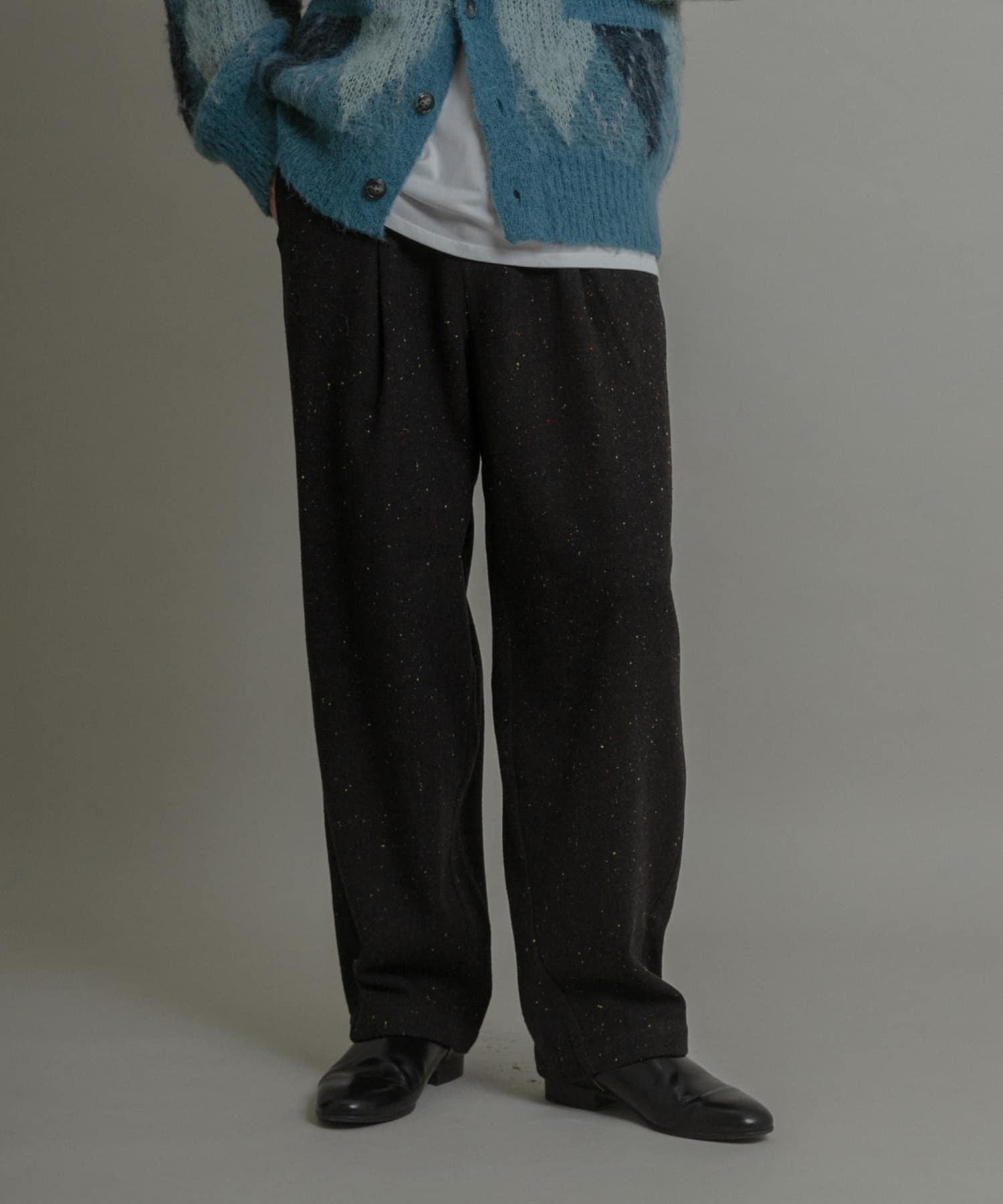 カラーネップワンタックバレルパンツ