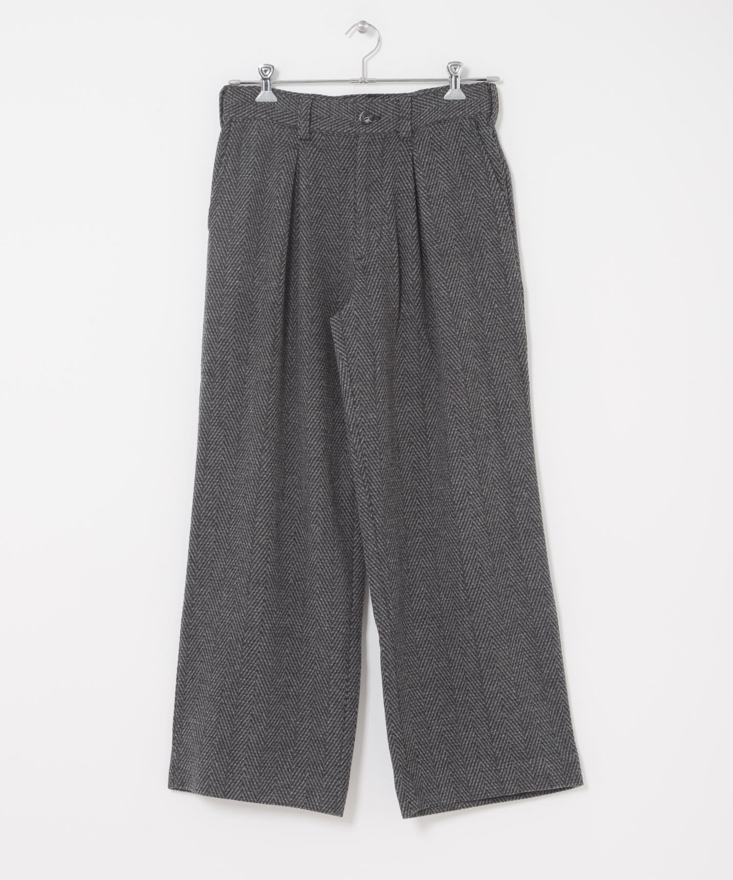 スライバーライクヘリンボーンワイドパンツ CHARCOAL M