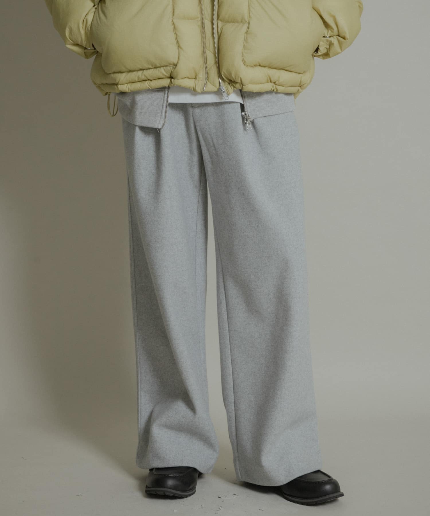 ジャージメルトンタックワイドパンツ