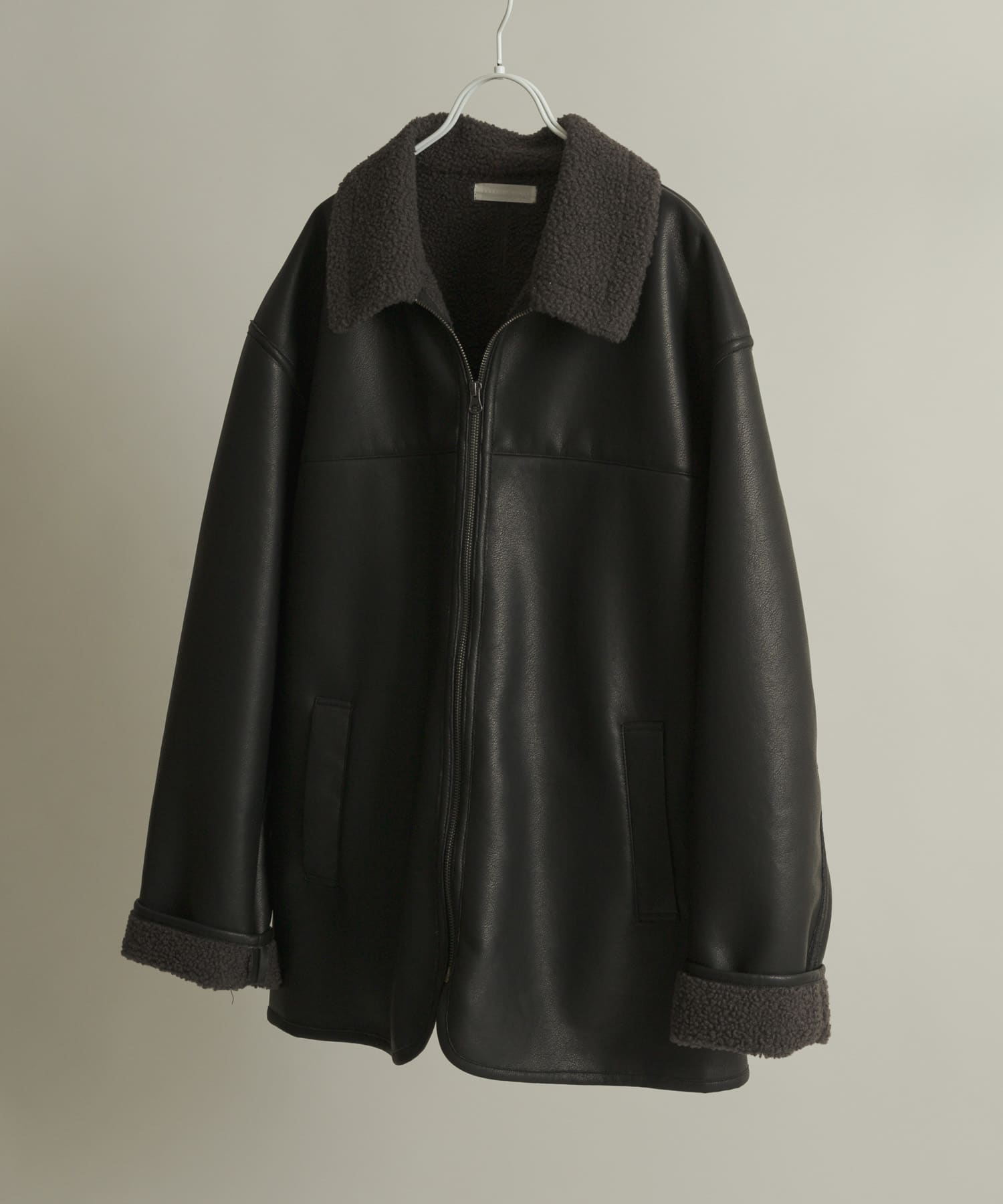 アソートボアブルゾン BLK×CHA L