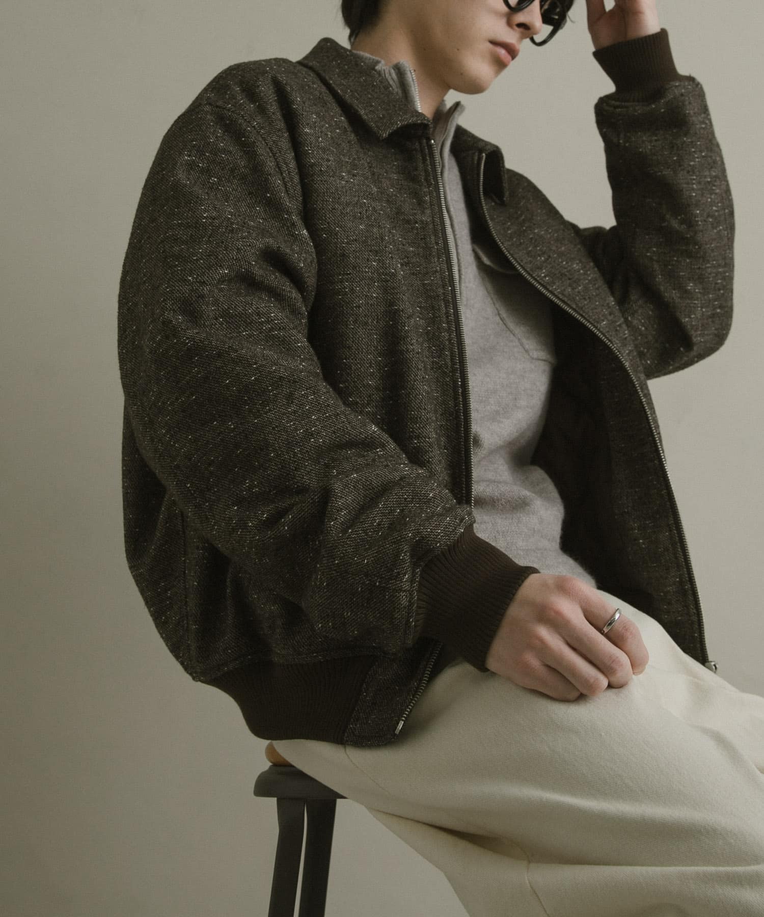 ウールブレンドネップブルゾン