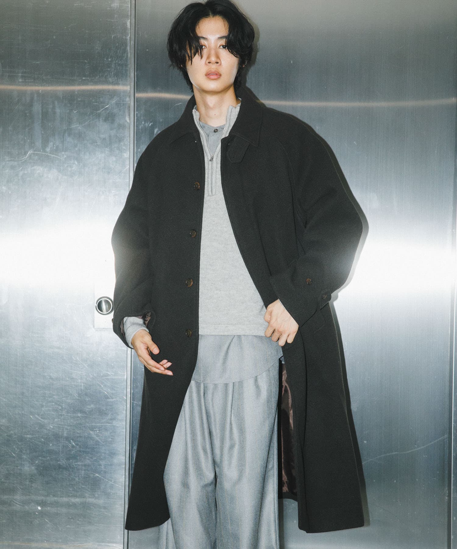 『ユニセックス』バルマカーンルーズコート BLACK M