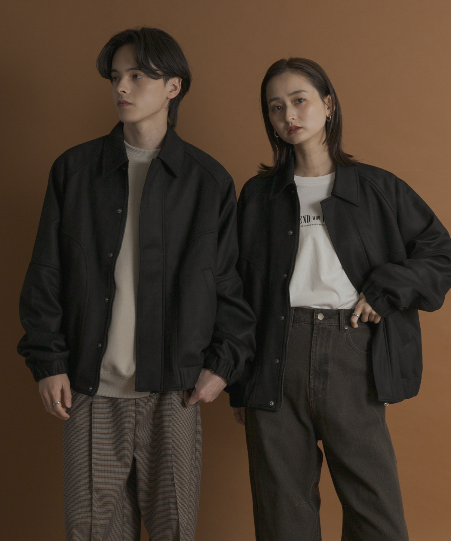 『ユニセックス』ツイルスエードタッチZIPブルゾン