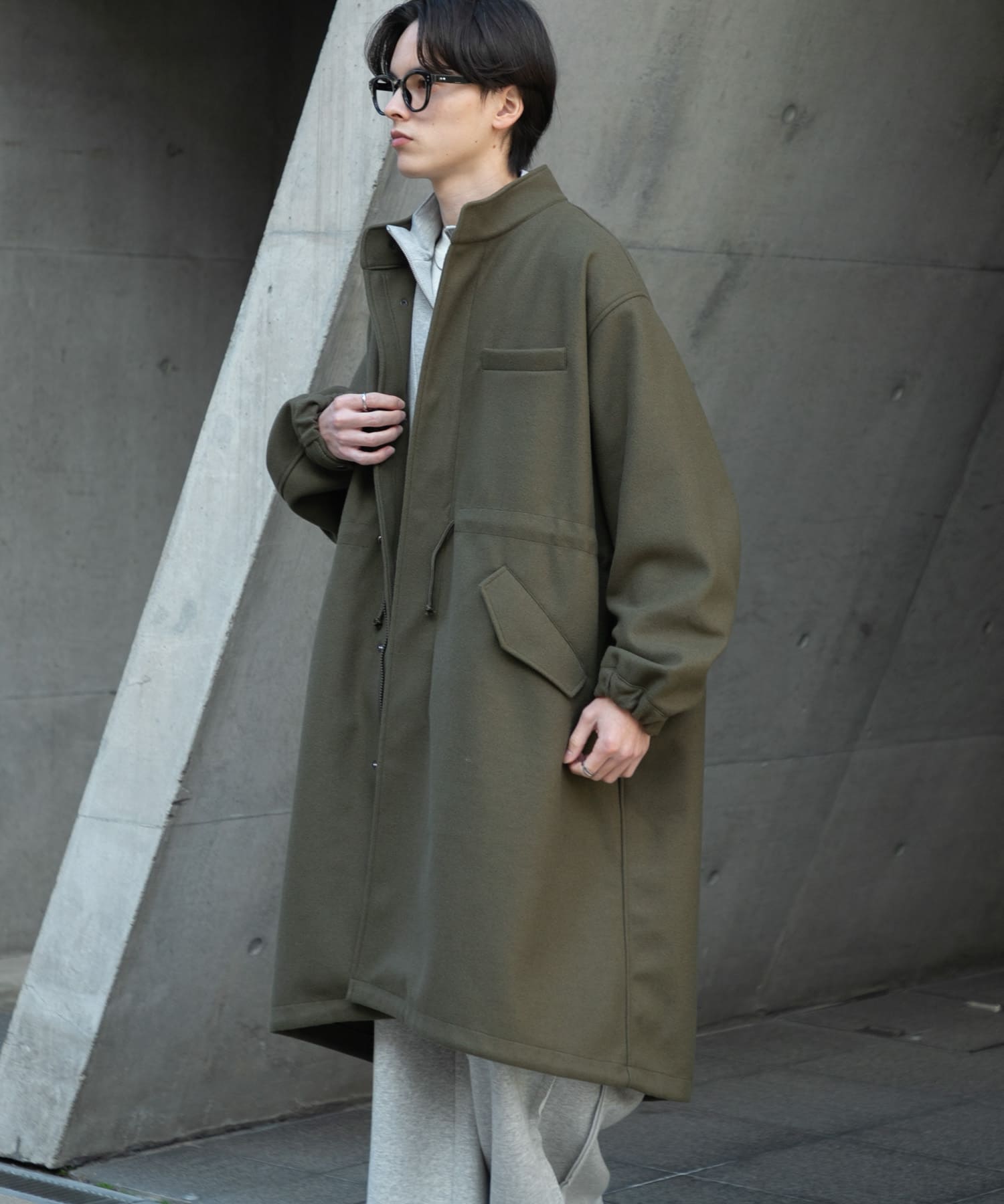 メンズ 50%off／M・OLIVE／スーパー120メルトンバルカラーコート