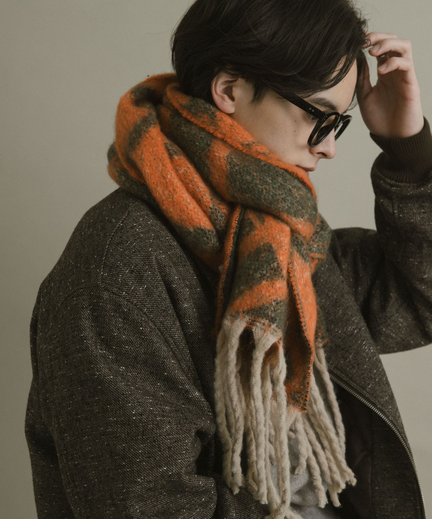 ラインチェックボリュームマフラー ORANGE One