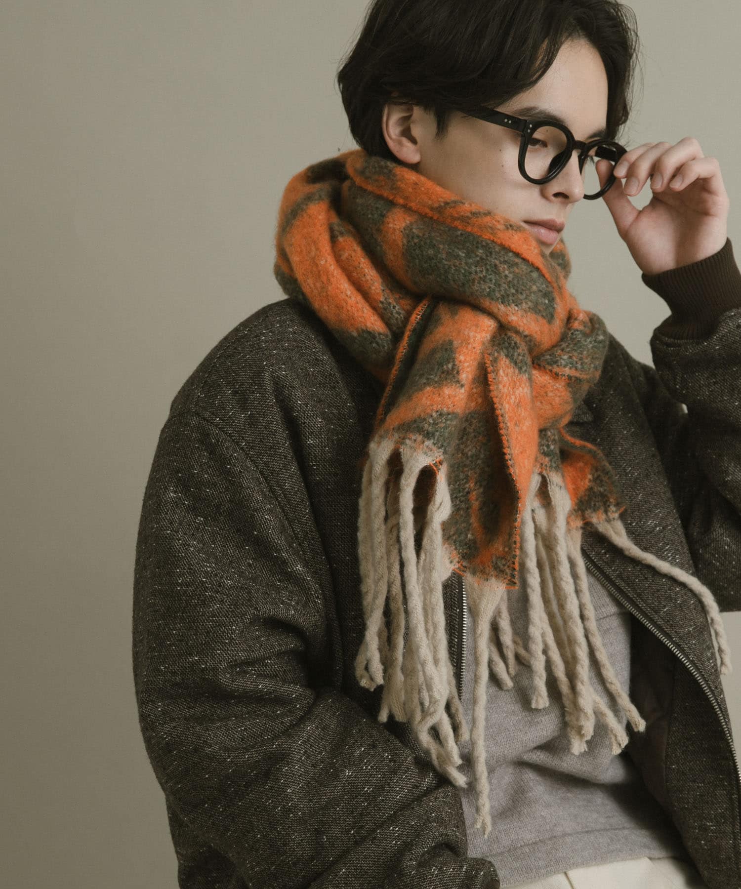 ラインチェックボリュームマフラー ORANGE One