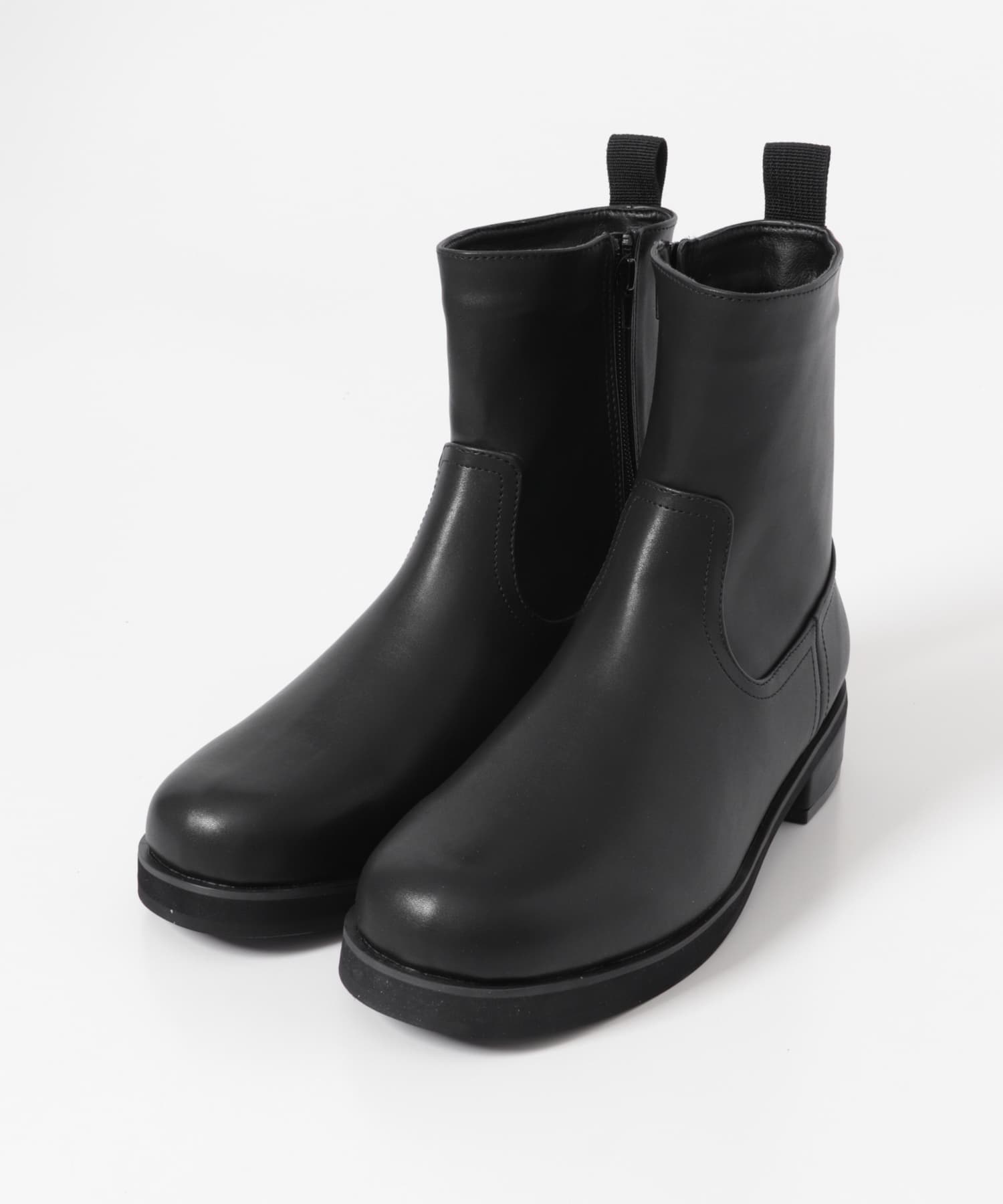 ラウンドトゥサイドジップブーツ BLACK 26.5