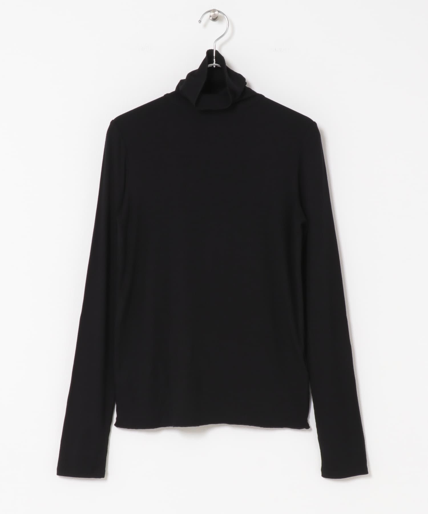 『毛玉防止』メローハイネックトップ BLACK One