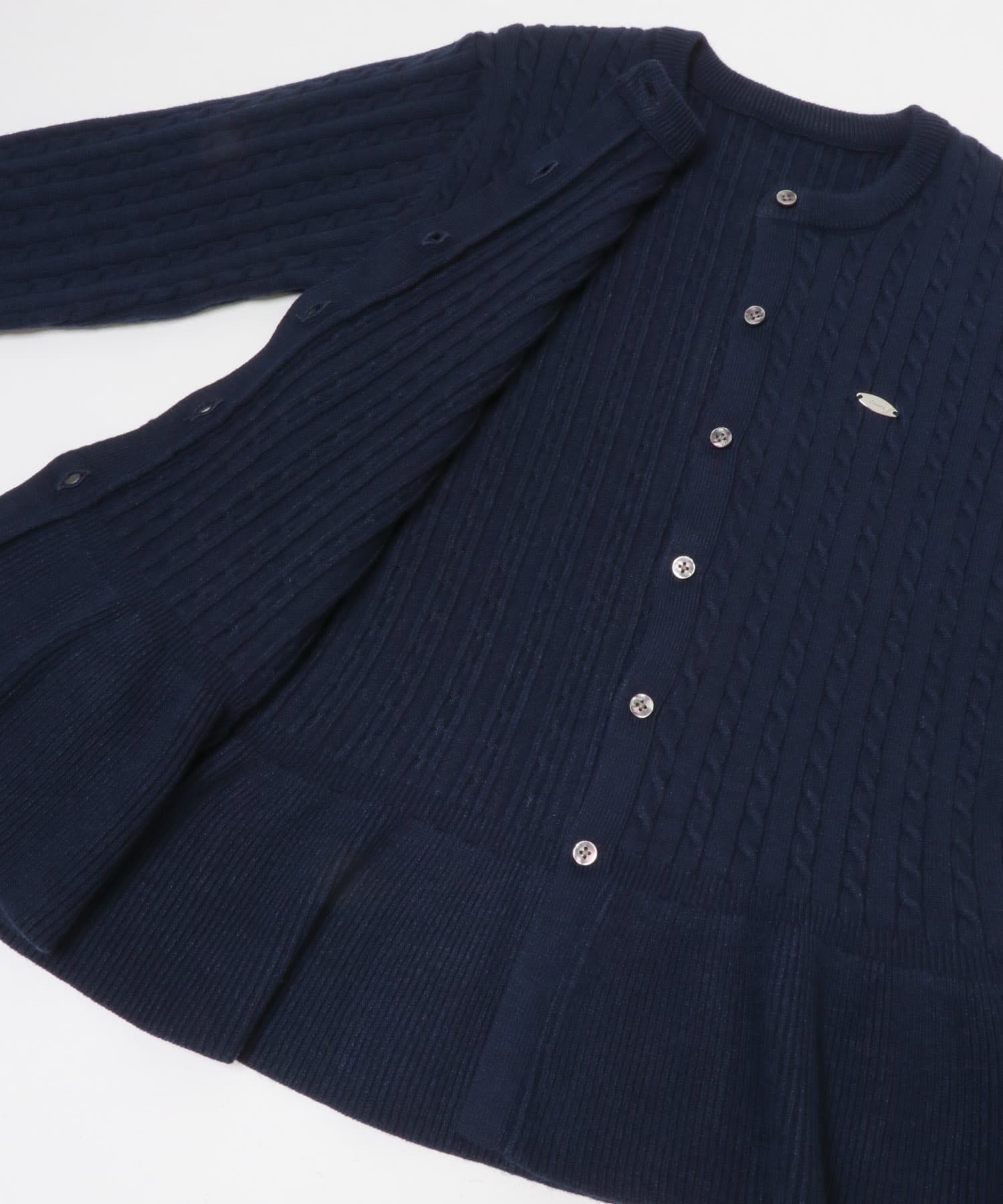 ミニケーブルペプラムセーター NAVY One