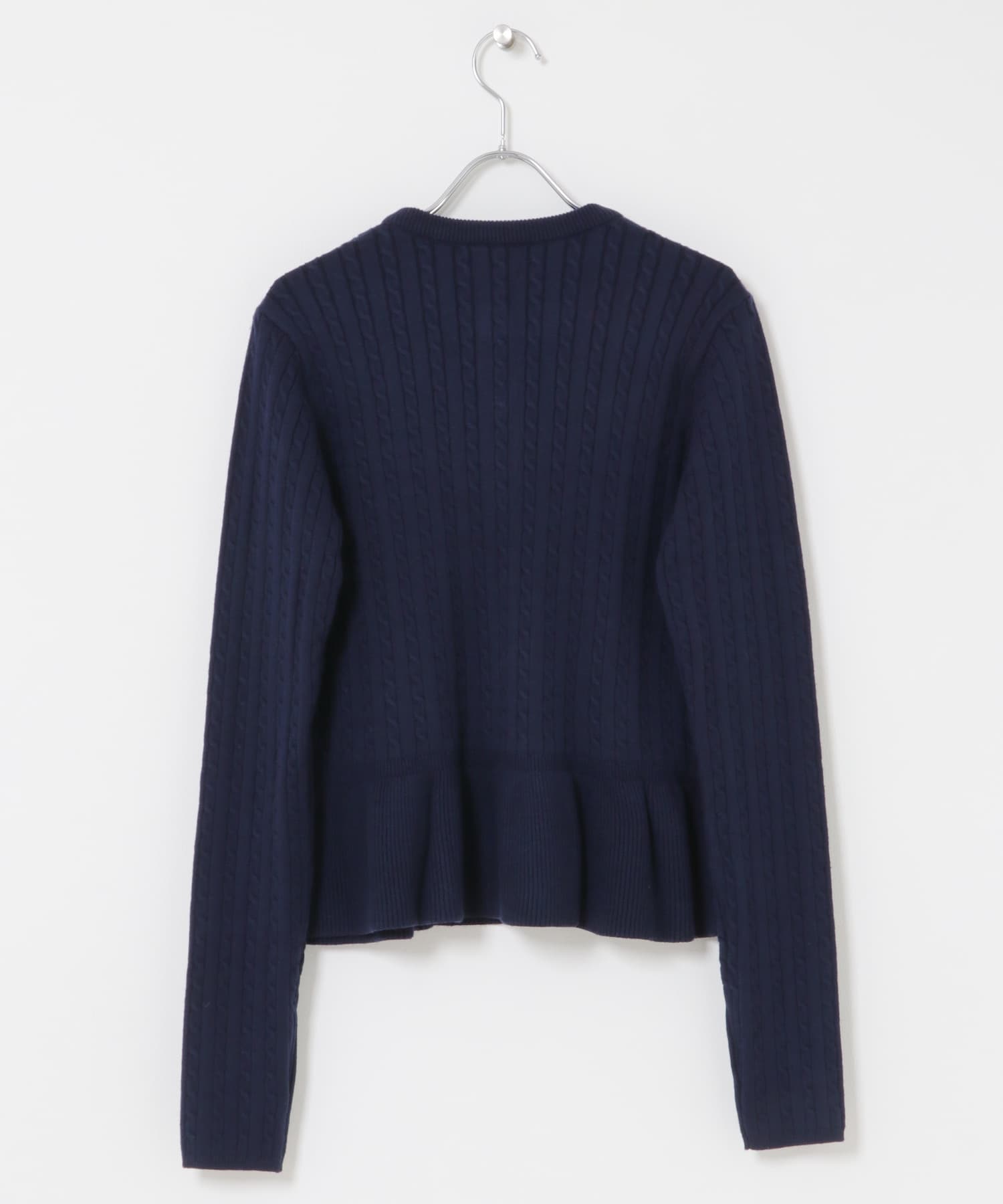 ミニケーブルペプラムセーター NAVY One