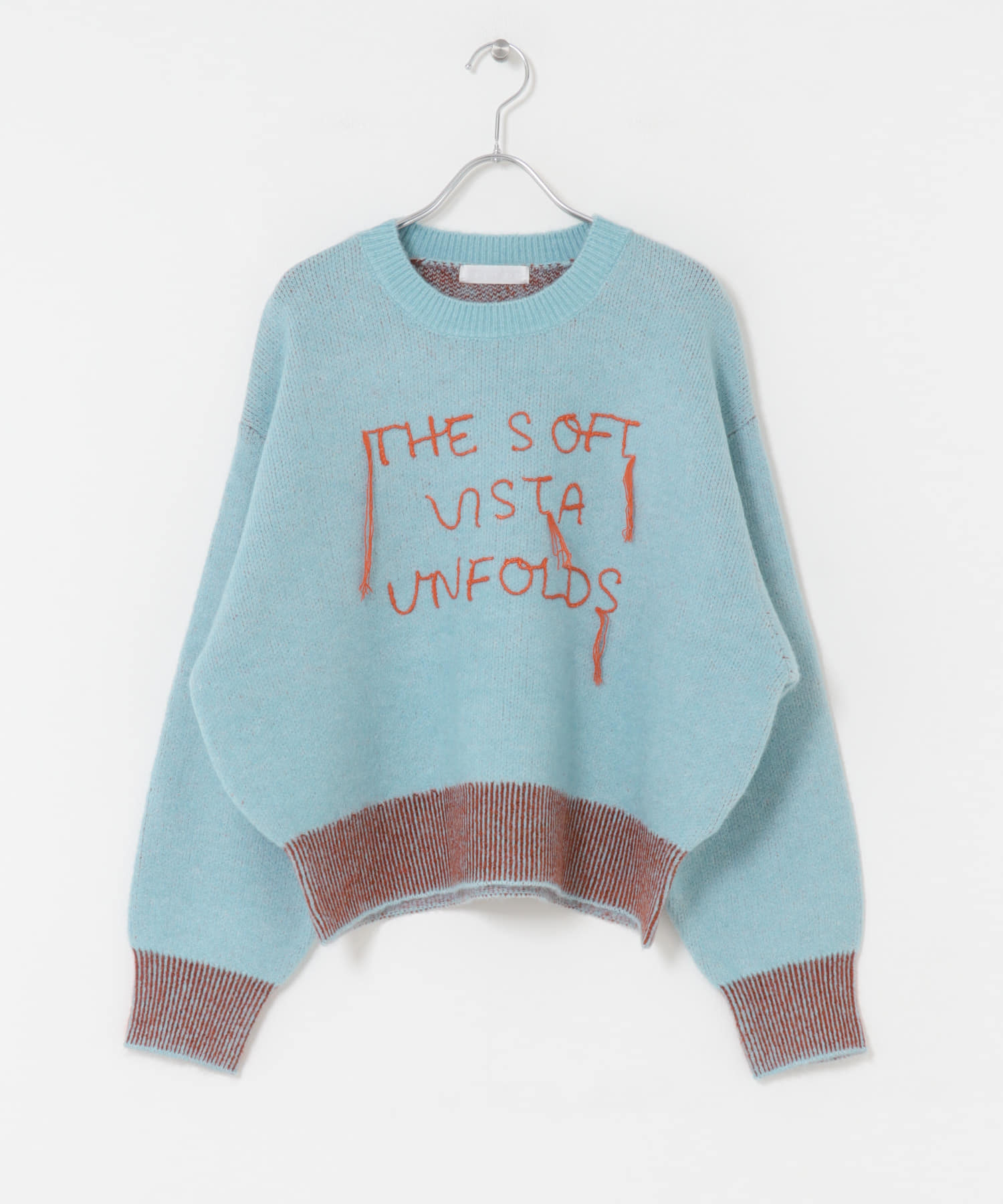 ロゴシシュウバイカラーリブニット BLUE One