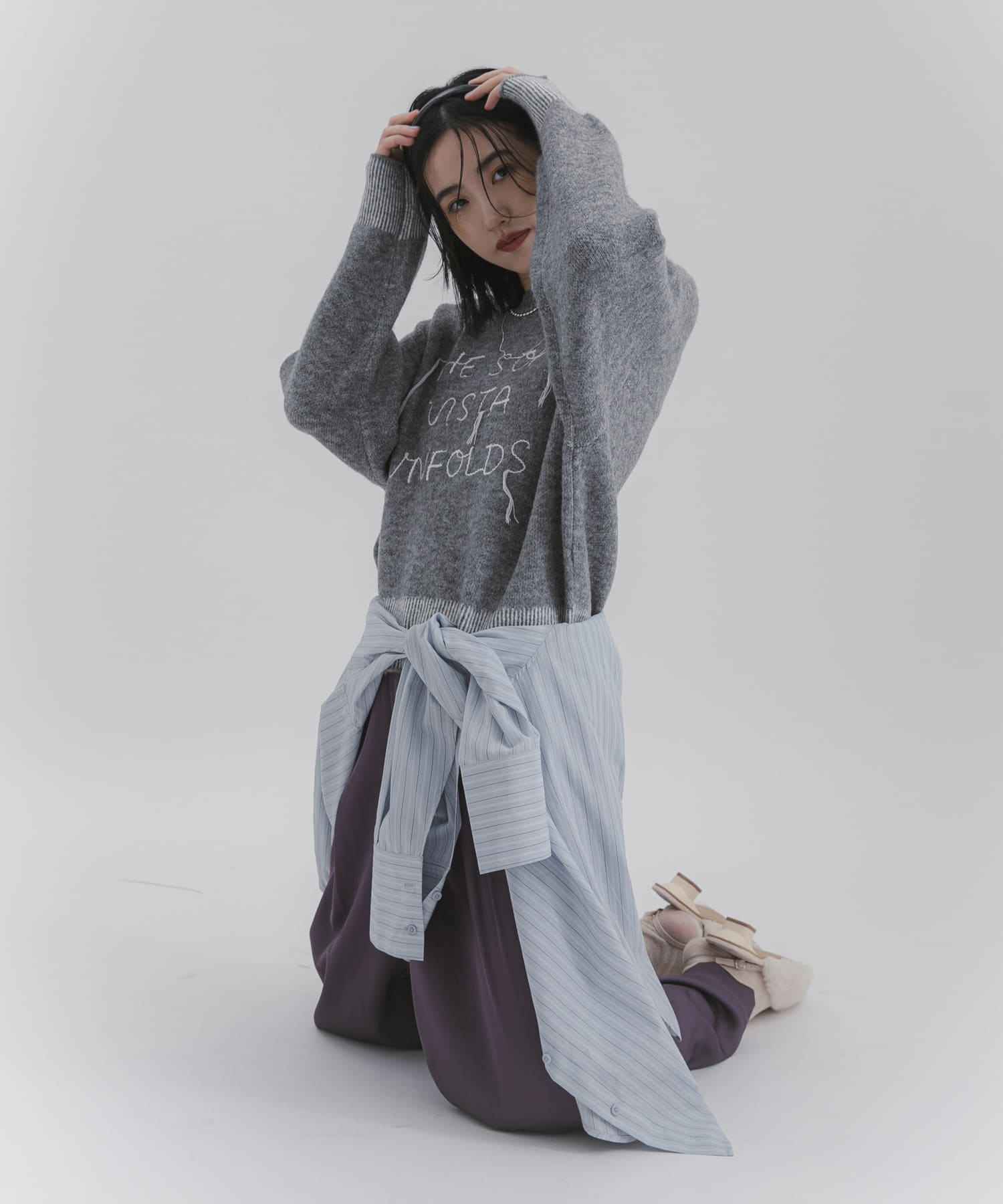 ロゴシシュウバイカラーリブニット(One GRAY): トップス｜URBAN