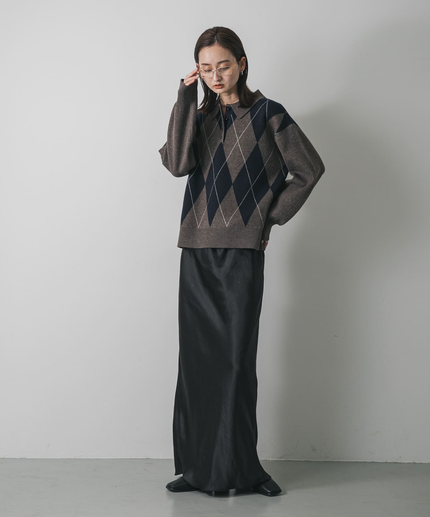 ポロシャツジャガードセーター