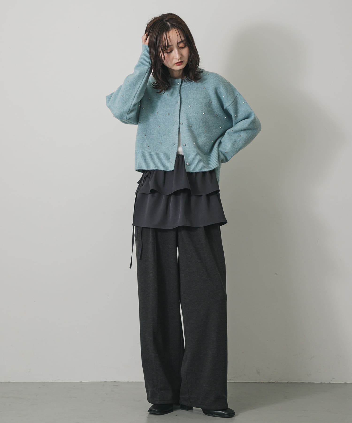 洗濯可』ボールビーズカーディガン(One TURQUOISE): トップス｜URBAN