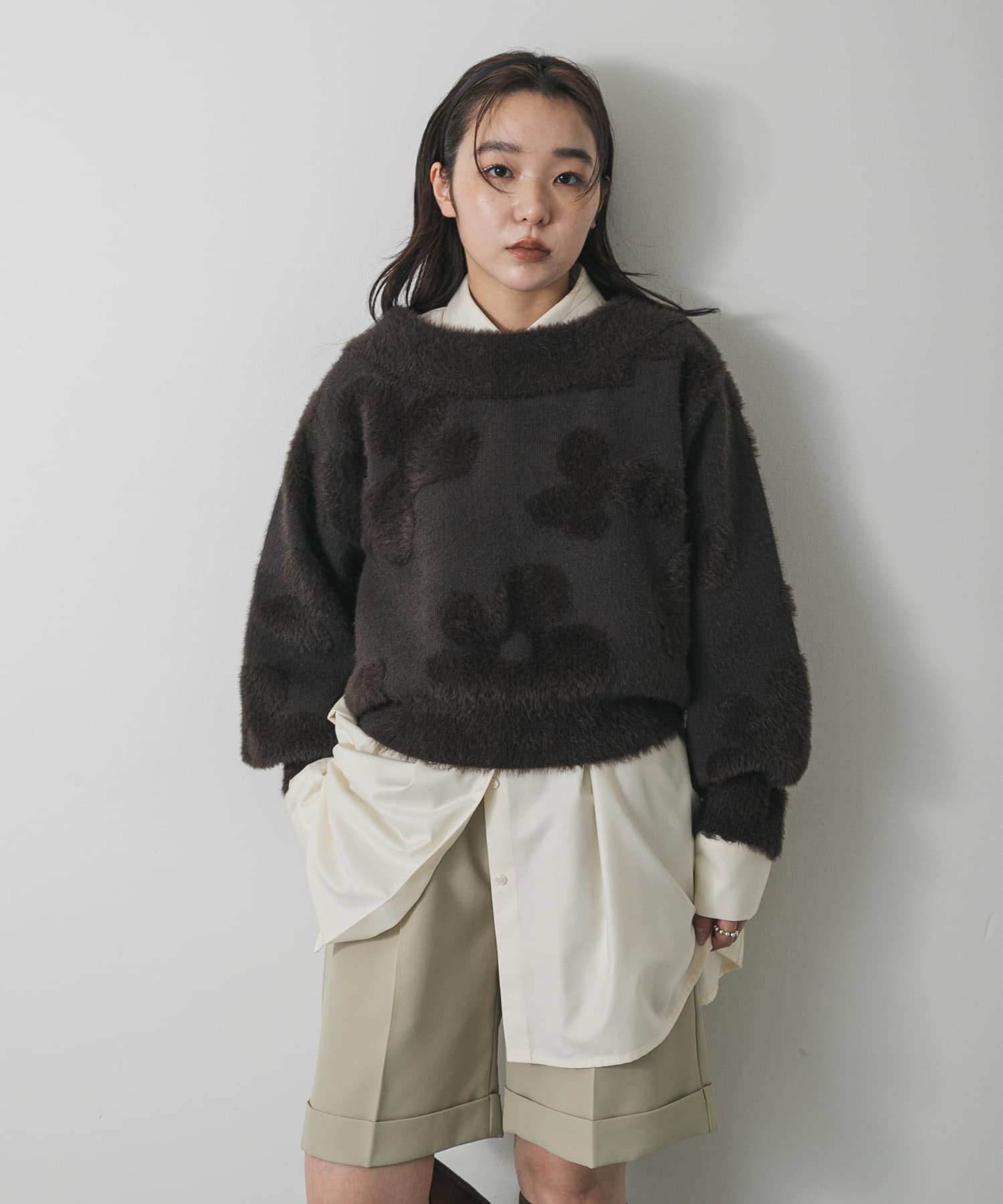 フラワージャガードニット