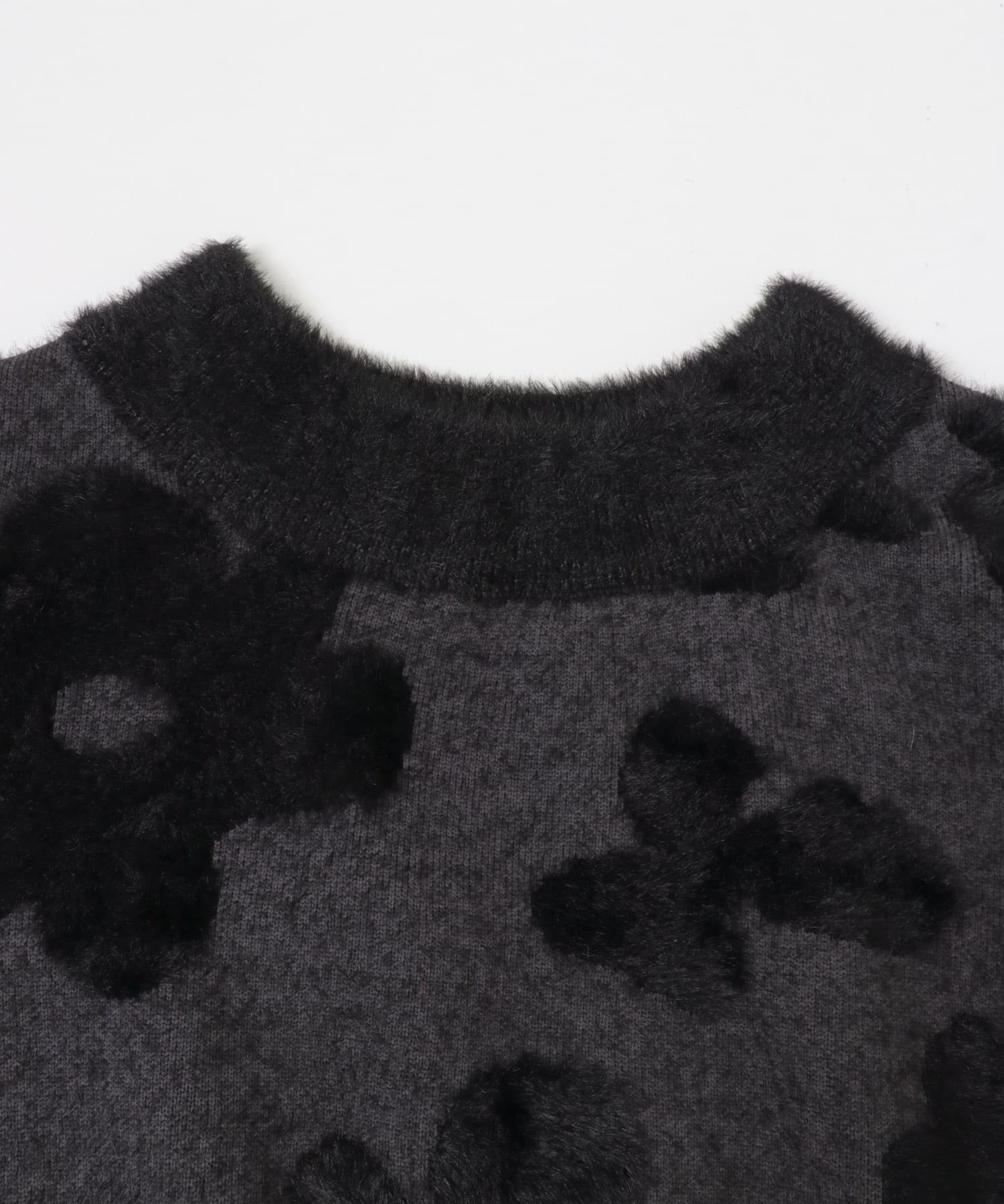 フラワージャガードニット BLACK One