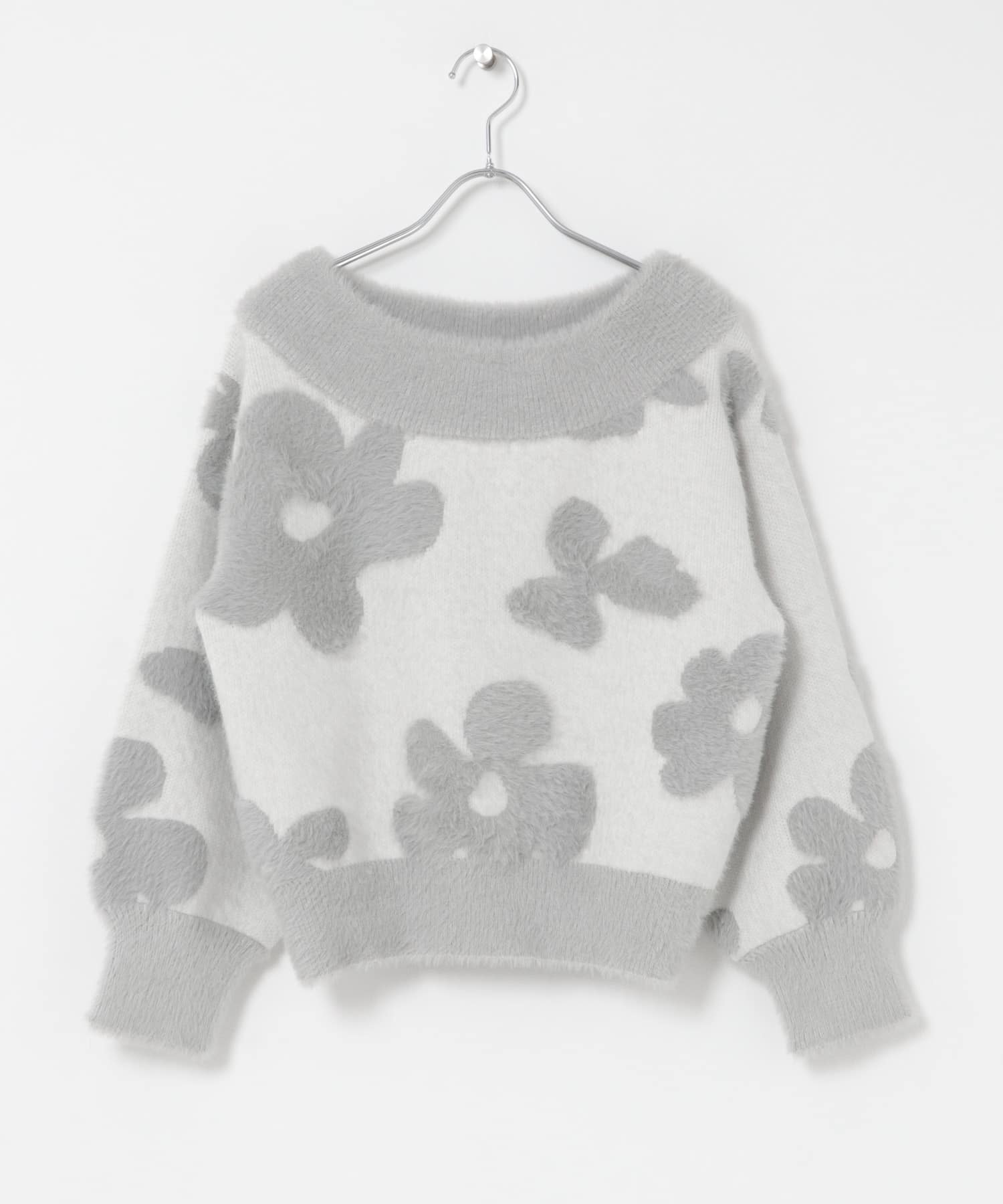 フラワージャガードニット GRAY One