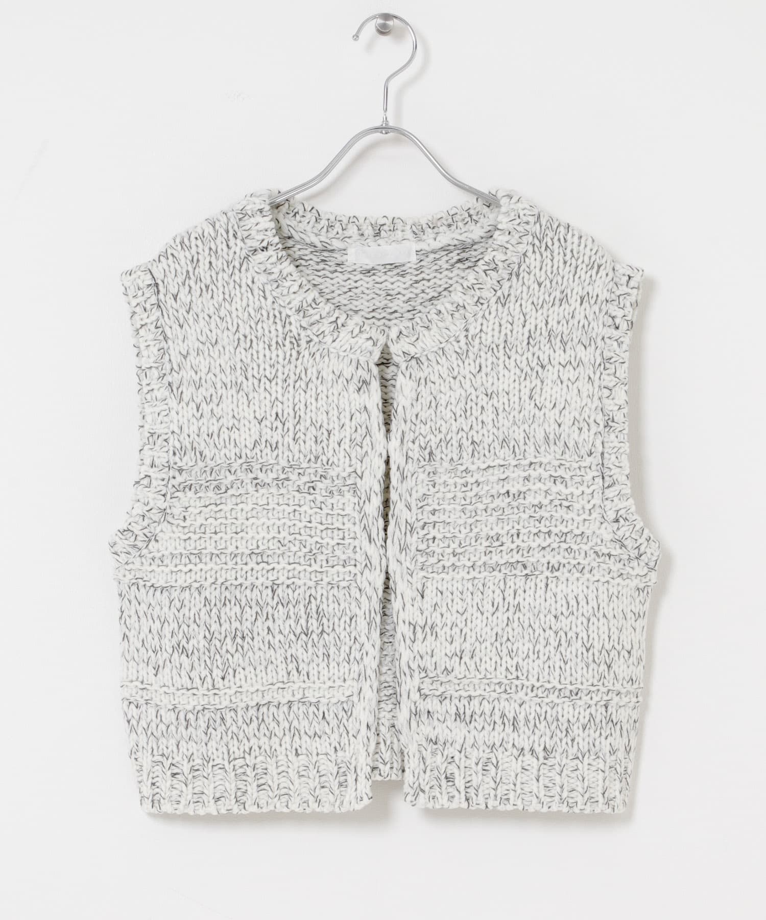 『洗濯可』ミックスカラーローゲージベスト IVORY One