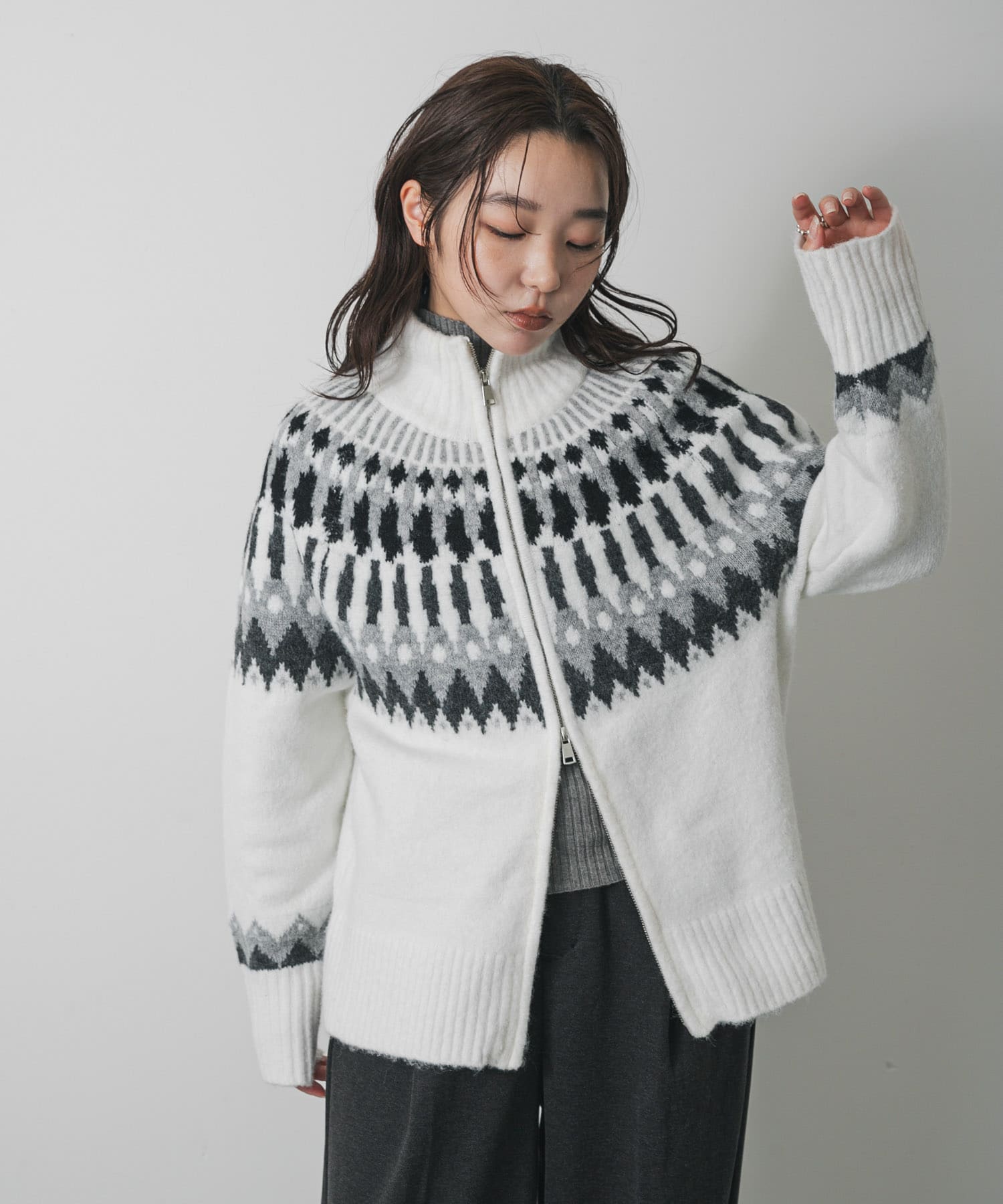 洗濯可』ノルディックジップセーター(One NAVY): トップス｜URBAN